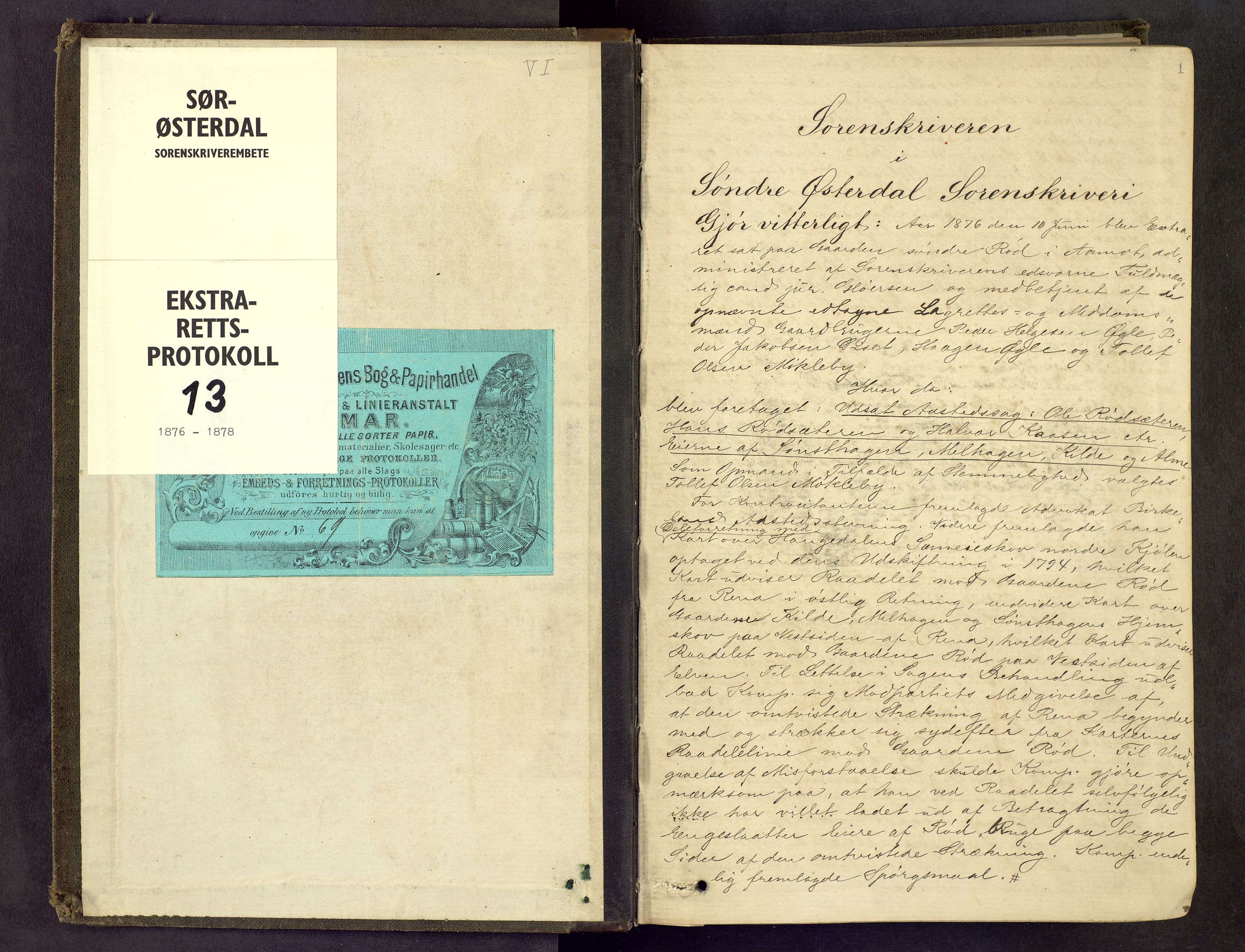 Sør-Østerdal sorenskriveri, SAH/TING-018/G/Gc/L0013: Ekstrarettsprotokoll, 1876-1878, s. 0b-1a