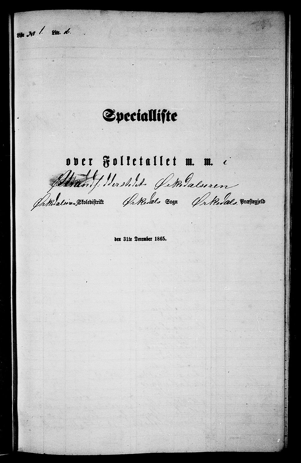 RA, Folketelling 1865 for 1638P Orkdal prestegjeld, 1865, s. 52