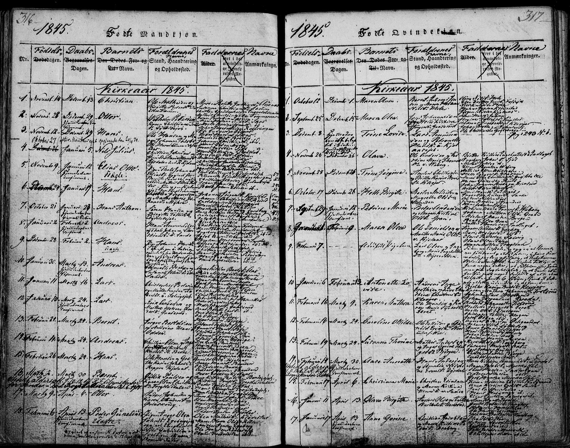 Sande Kirkebøker, AV/SAKO-A-53/F/Fa/L0003: Ministerialbok nr. 3, 1814-1847, s. 316-317