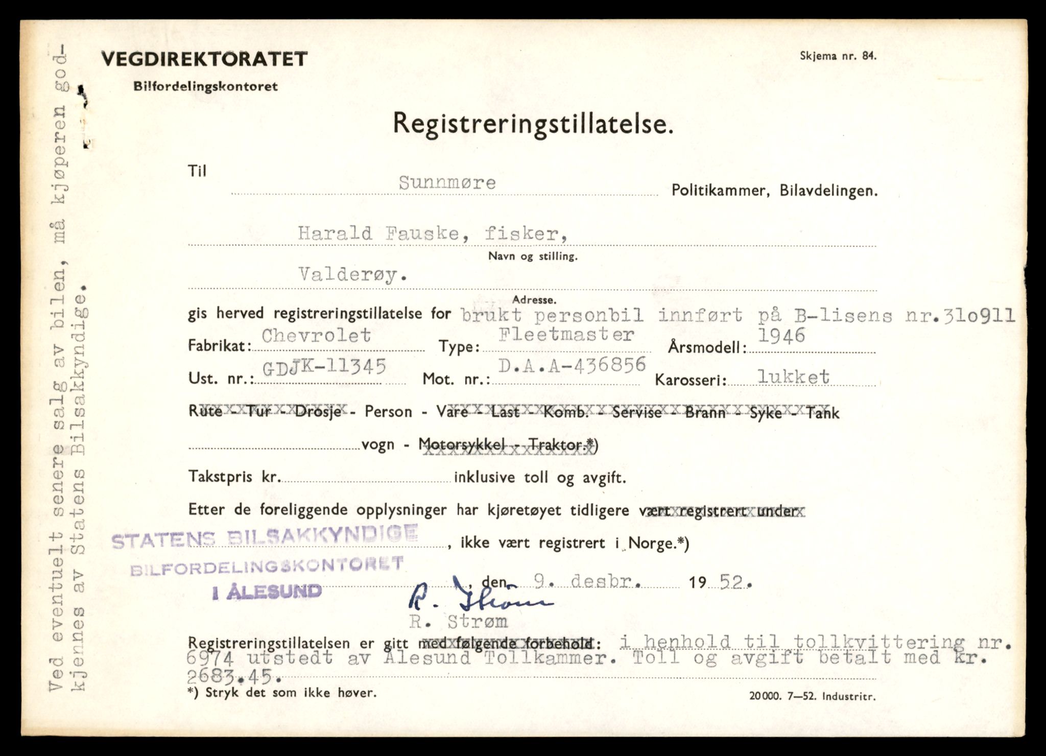 Møre og Romsdal vegkontor - Ålesund trafikkstasjon, SAT/A-4099/F/Fe/L0021: Registreringskort for kjøretøy T 10471 - T 10583, 1927-1998, s. 1693