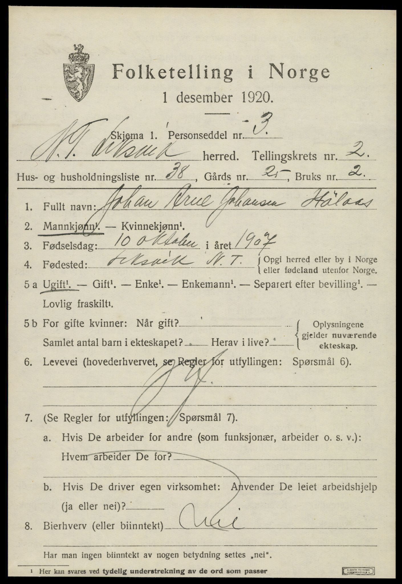 SAT, Folketelling 1920 for 1718 Leksvik herred, 1920, s. 2192