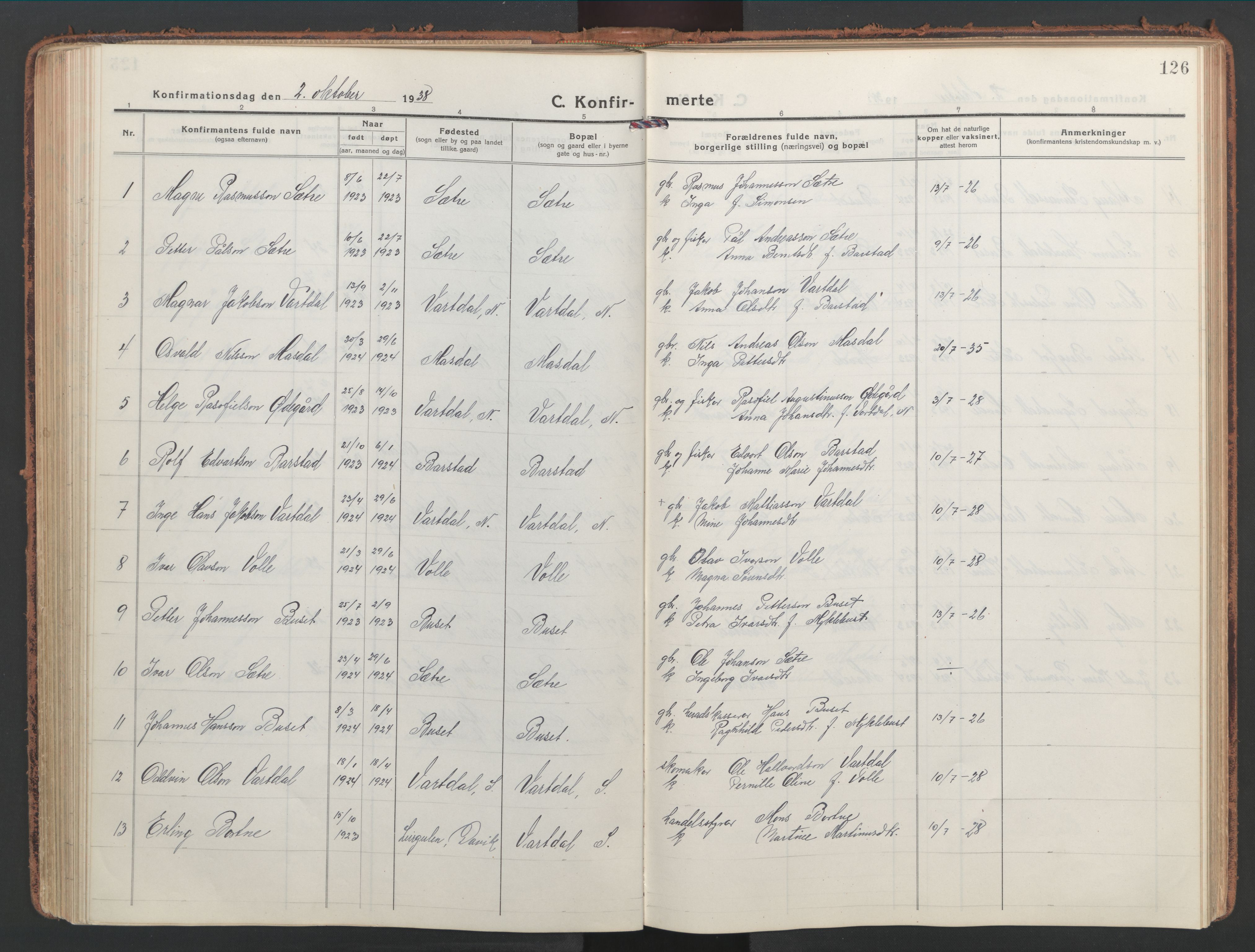 Ministerialprotokoller, klokkerbøker og fødselsregistre - Møre og Romsdal, AV/SAT-A-1454/514/L0202: Klokkerbok nr. 514C02, 1916-1944, s. 126