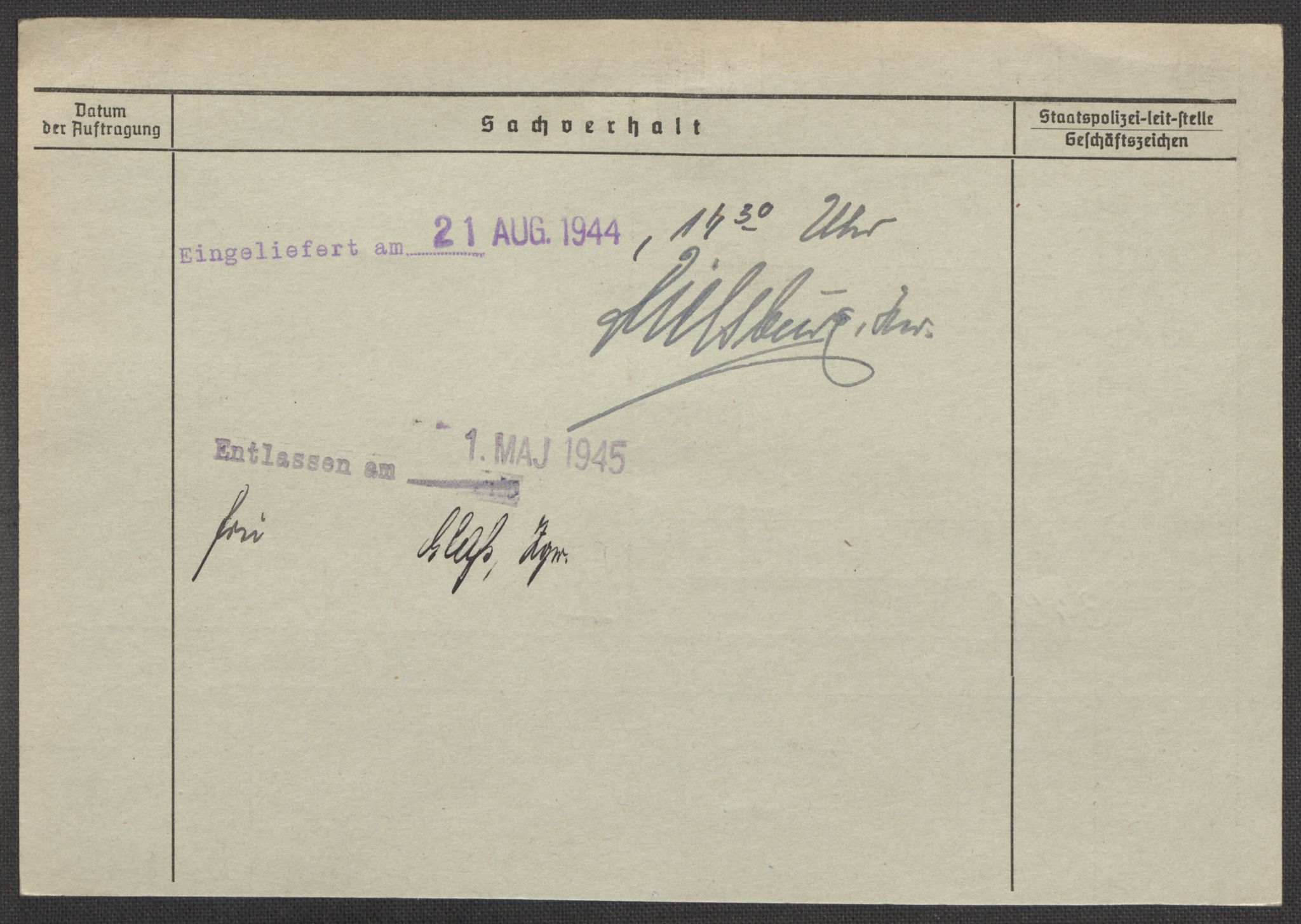 Befehlshaber der Sicherheitspolizei und des SD, AV/RA-RAFA-5969/E/Ea/Eaa/L0010: Register over norske fanger i Møllergata 19: Sø-Å, 1940-1945, s. 107