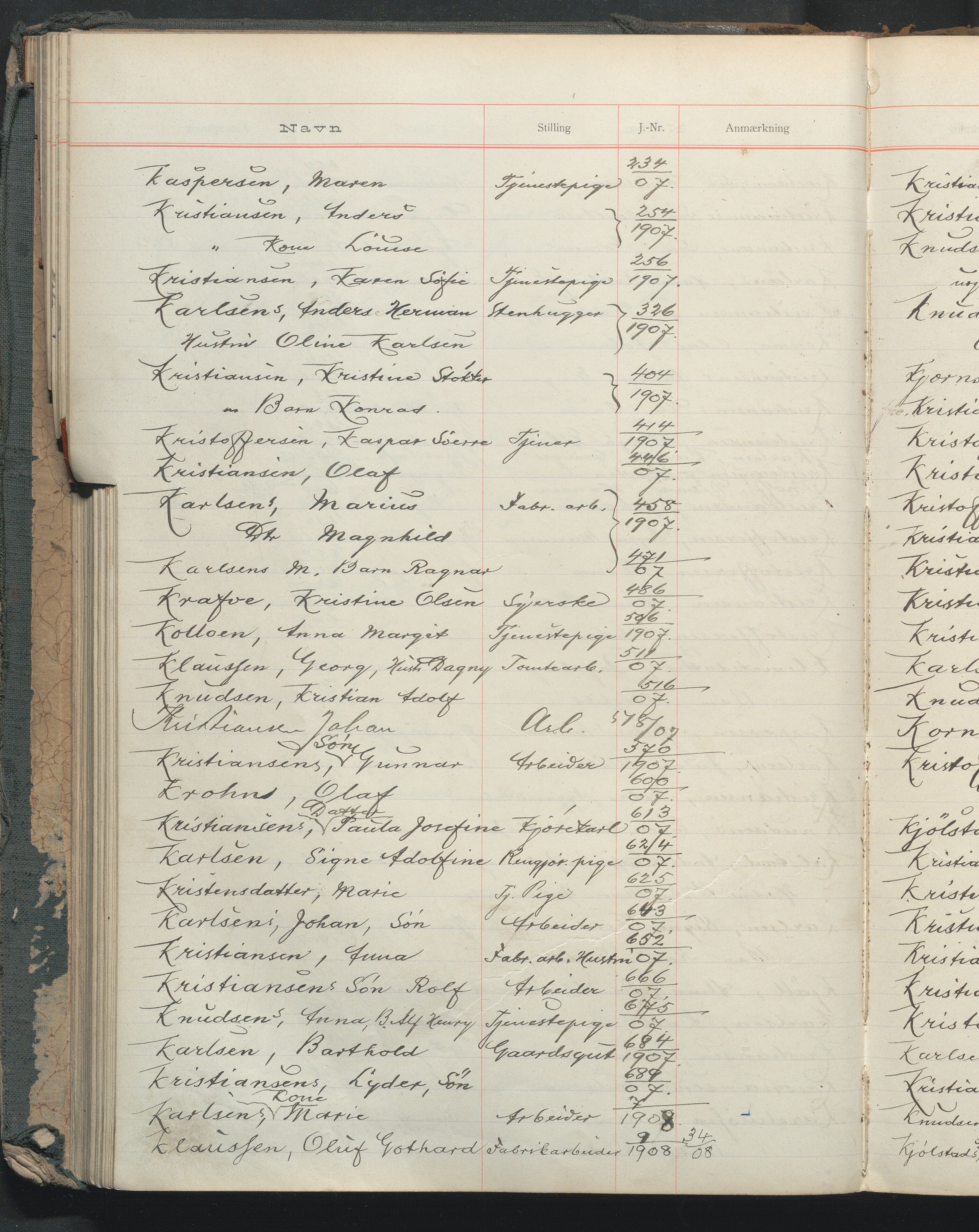 Fattigvesenet, OBA/A-20045/Fr/L0003: Klientregister, 1901-1908, s. 119