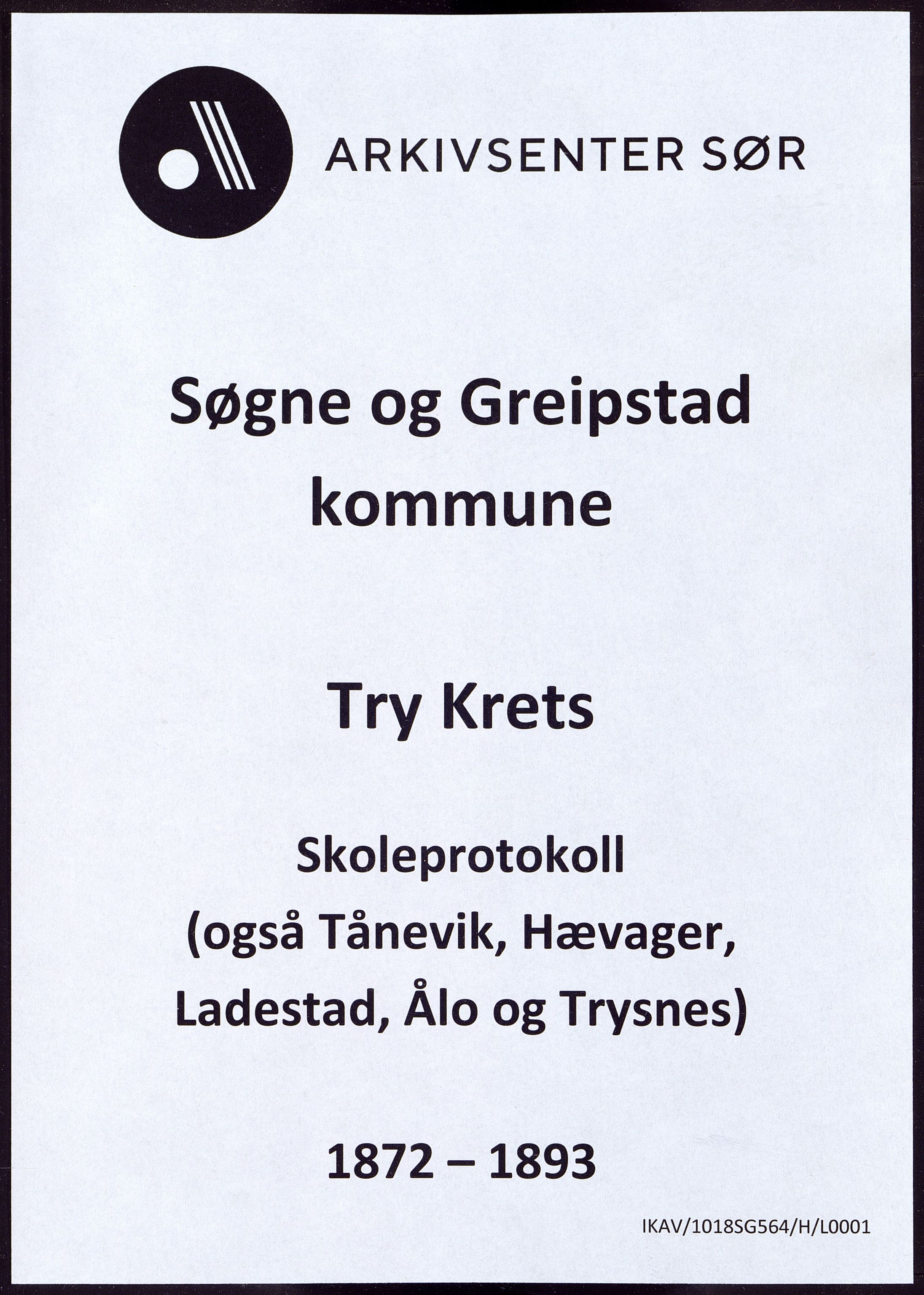 Søgne og Greipstad kommune - Try Krets, ARKSOR/1018SG564/H/L0001: Skoleprotokoll, 1872-1893