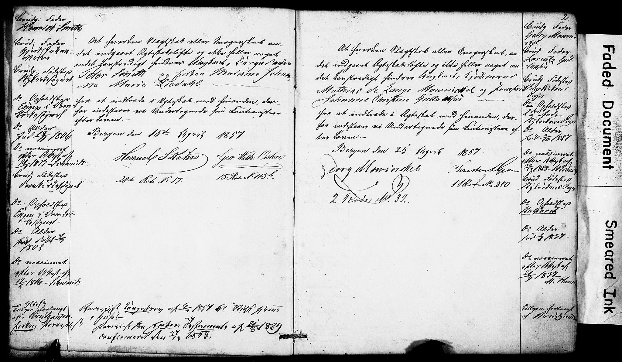 Domkirken sokneprestembete, SAB/A-74801: Forlovererklæringer nr. II.5.5, 1857-1863, s. 2
