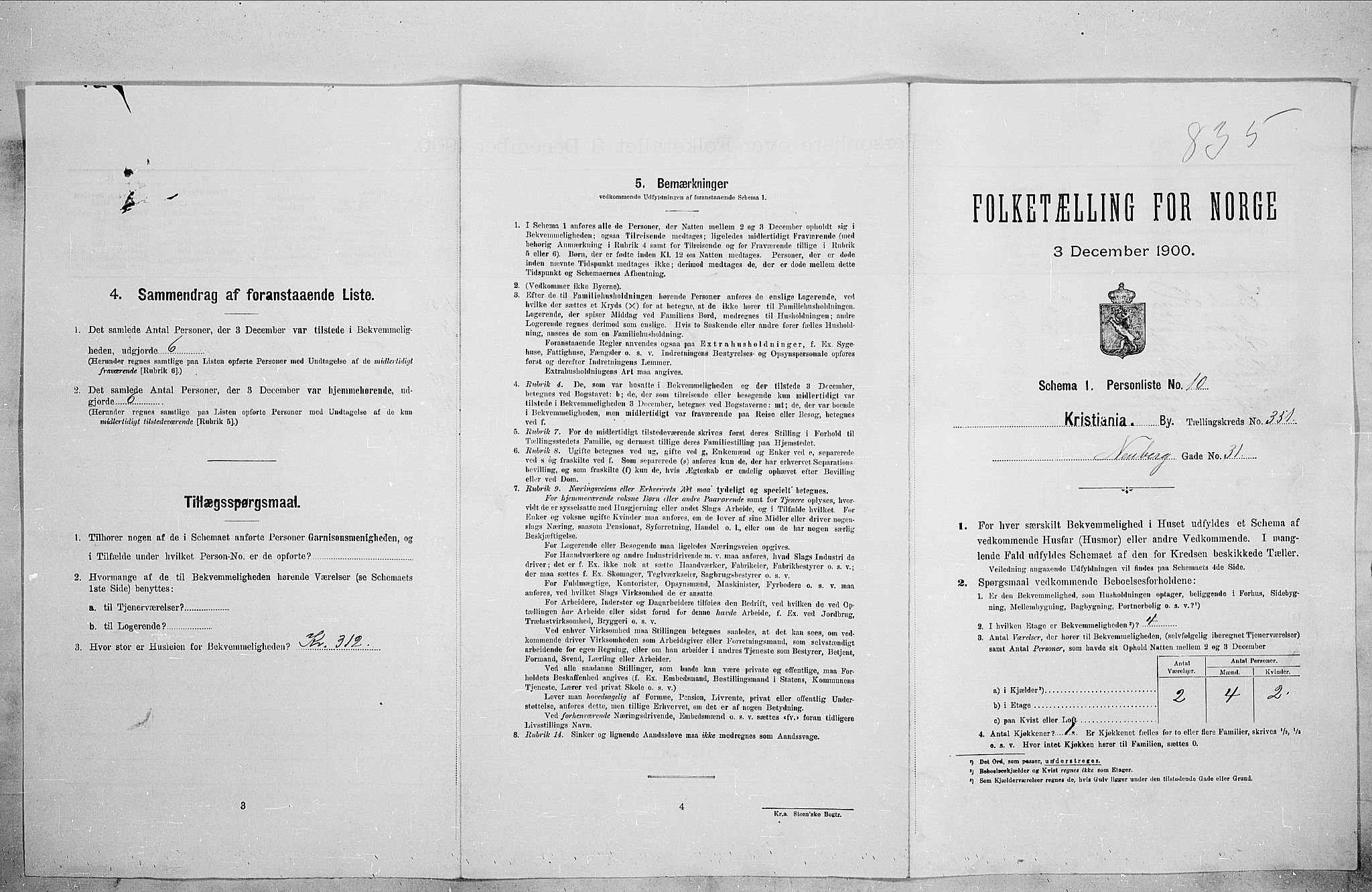 SAO, Folketelling 1900 for 0301 Kristiania kjøpstad, 1900, s. 63466