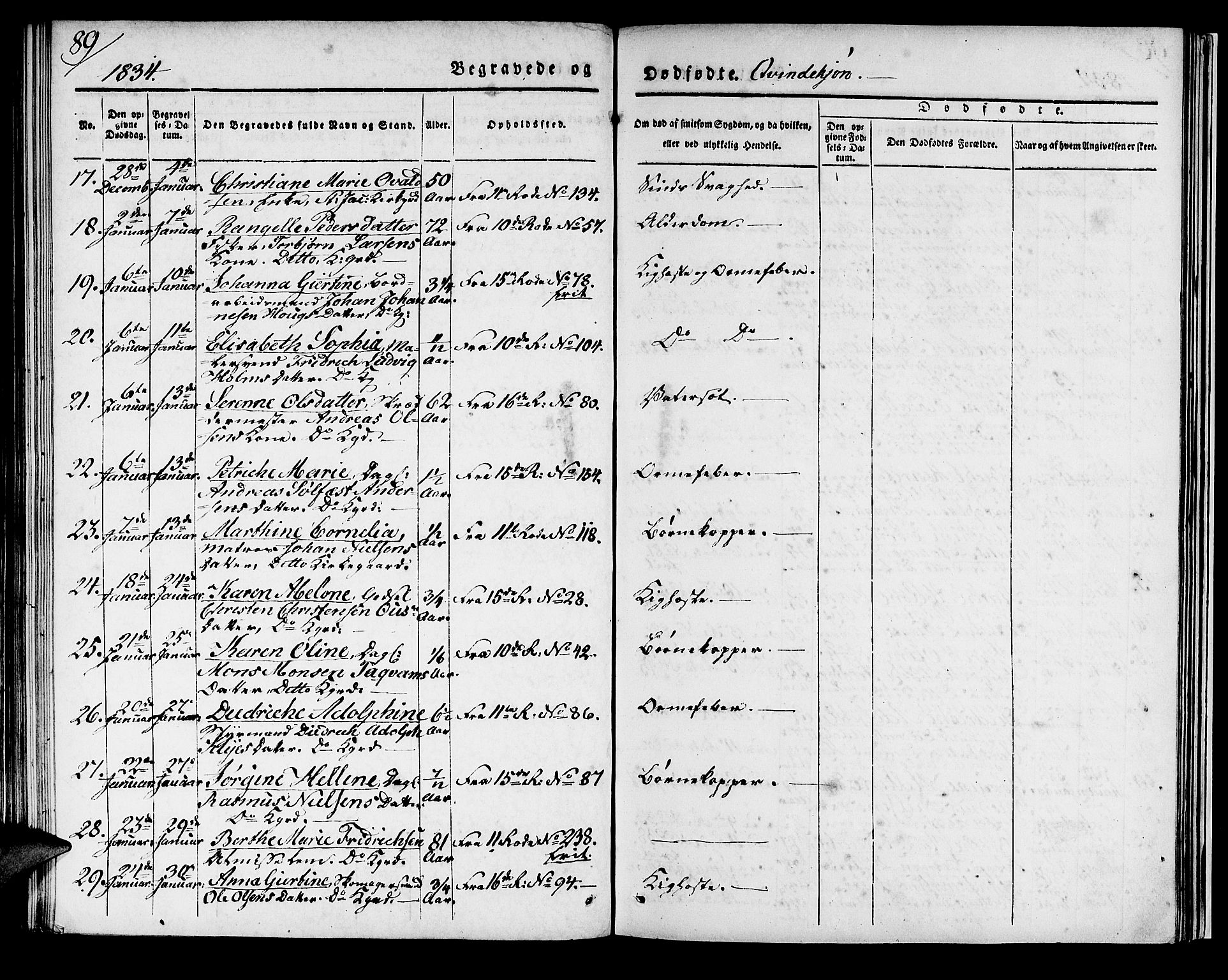 Domkirken sokneprestembete, AV/SAB-A-74801/H/Haa/L0014: Ministerialbok nr. A 13, 1830-1837, s. 89