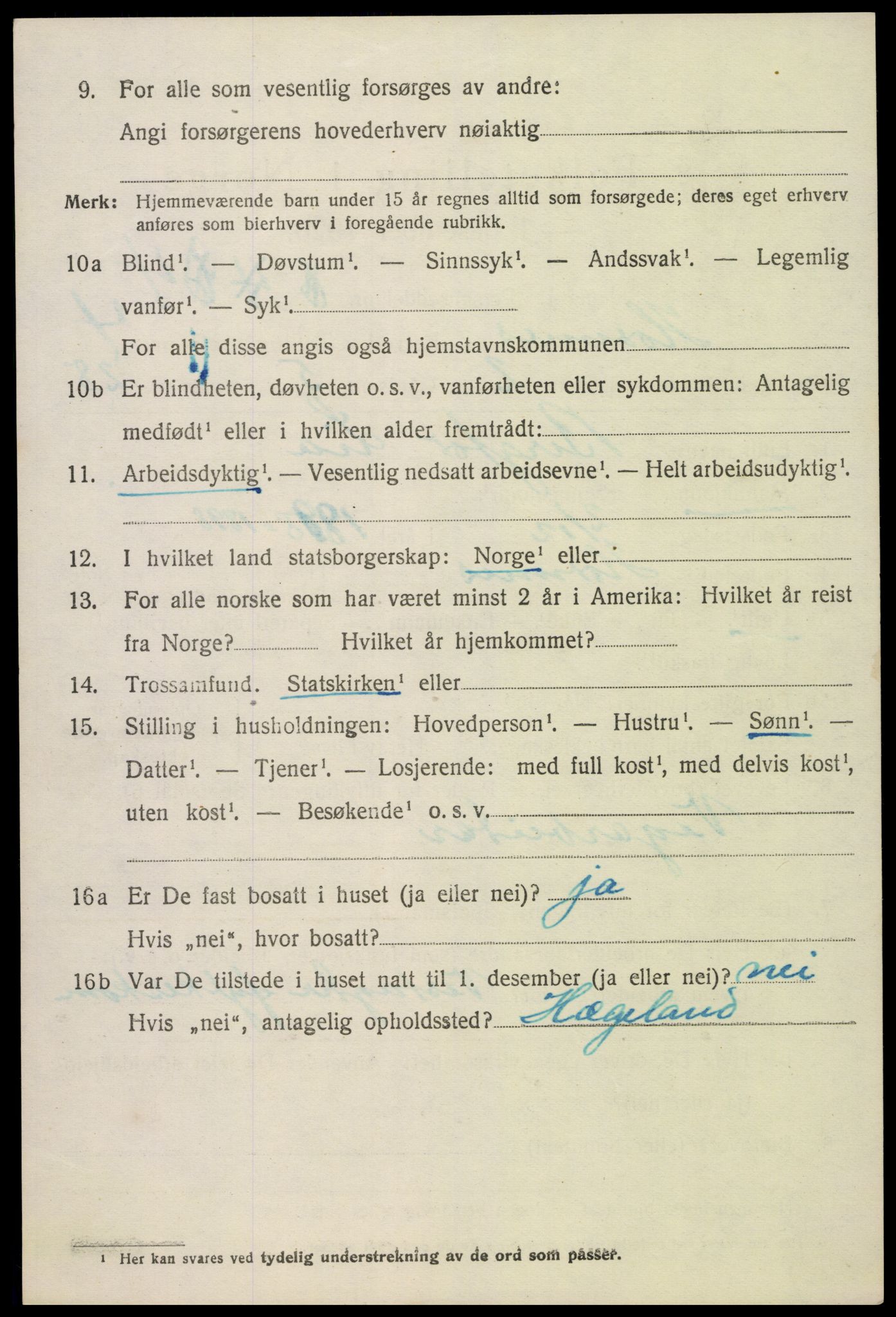 SAK, Folketelling 1920 for 0936 Hornnes herred, 1920, s. 1148