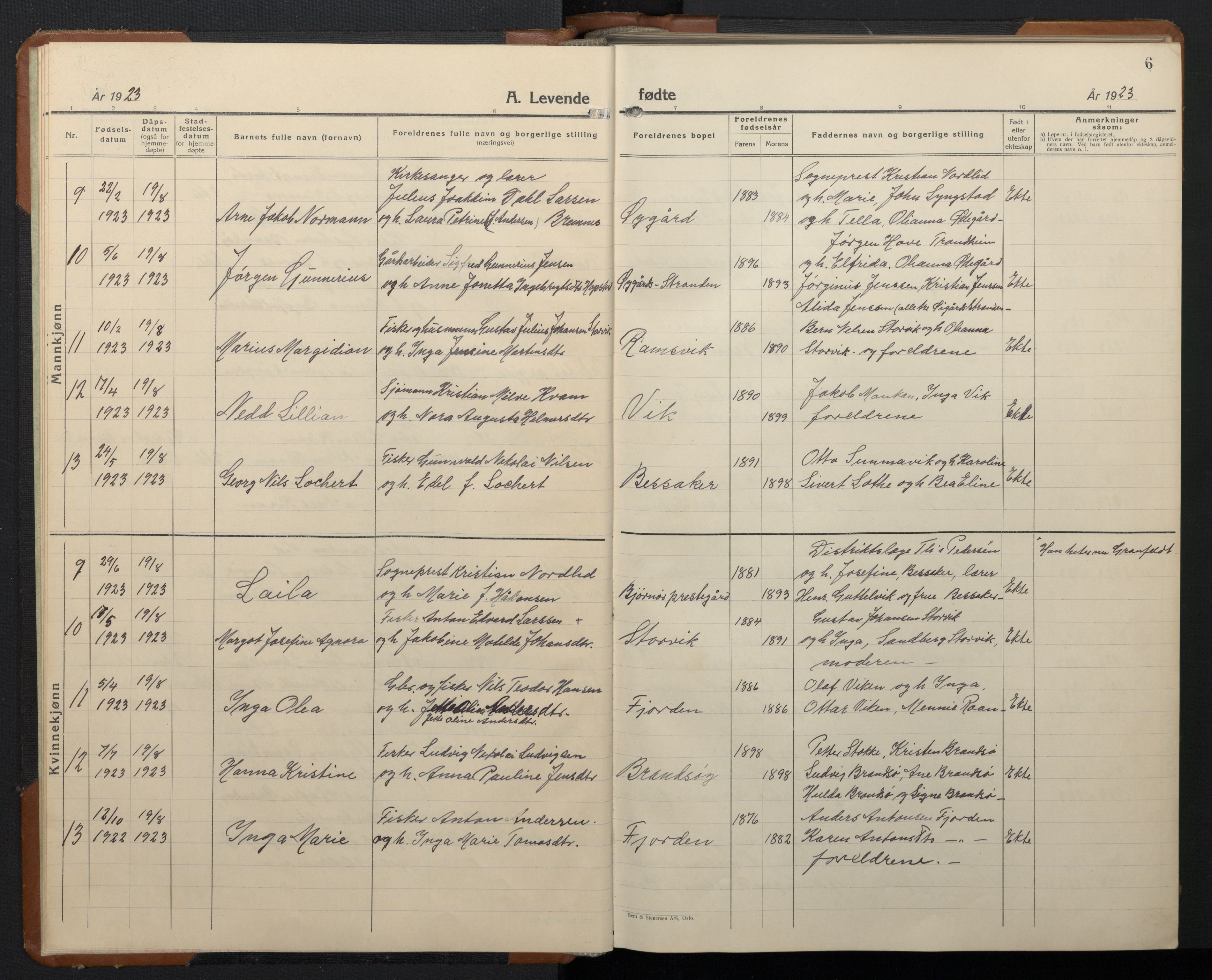 Ministerialprotokoller, klokkerbøker og fødselsregistre - Sør-Trøndelag, SAT/A-1456/657/L0718: Klokkerbok nr. 657C05, 1923-1948, s. 6