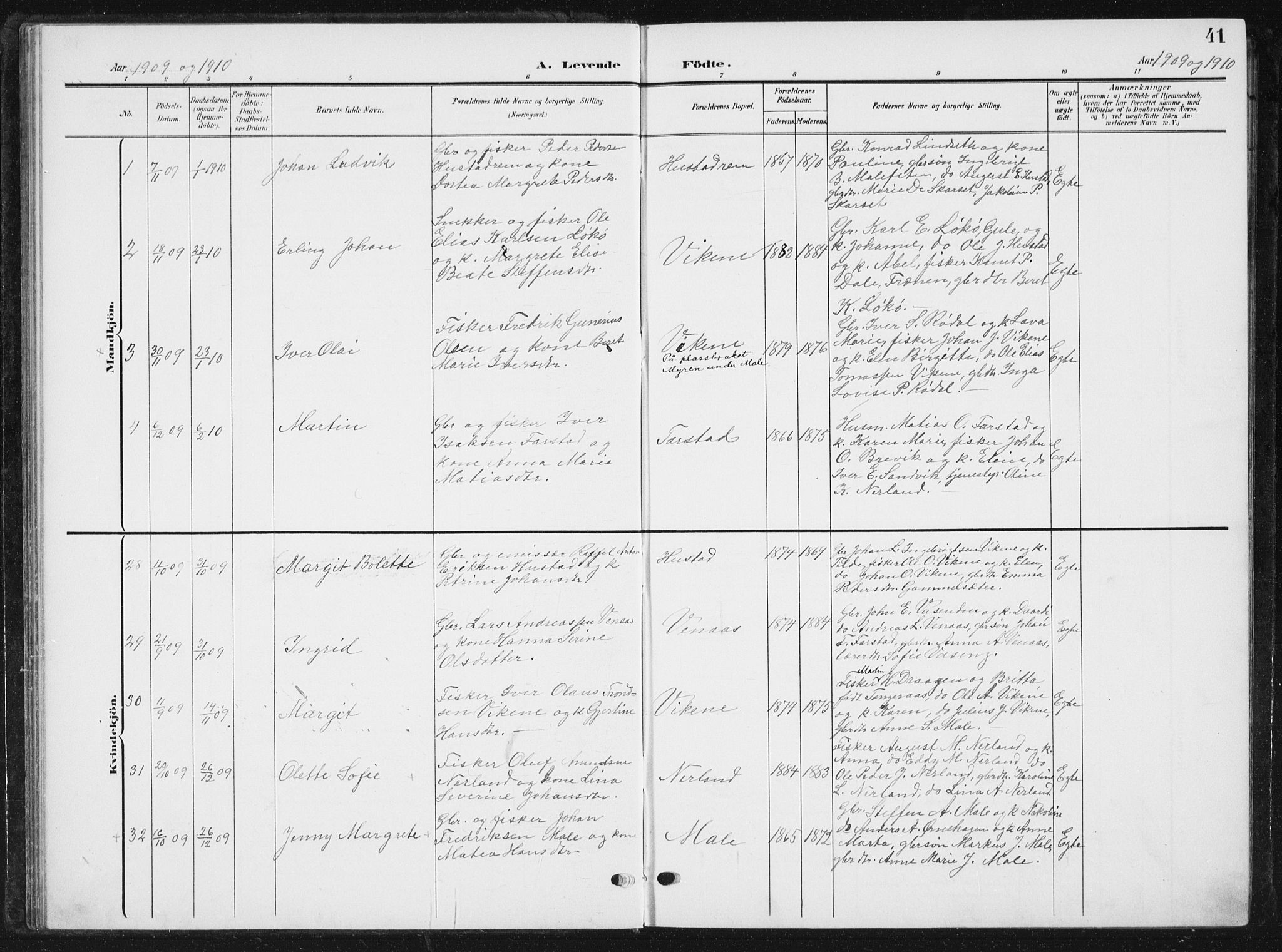 Ministerialprotokoller, klokkerbøker og fødselsregistre - Møre og Romsdal, AV/SAT-A-1454/567/L0784: Klokkerbok nr. 567C04, 1903-1938, s. 41