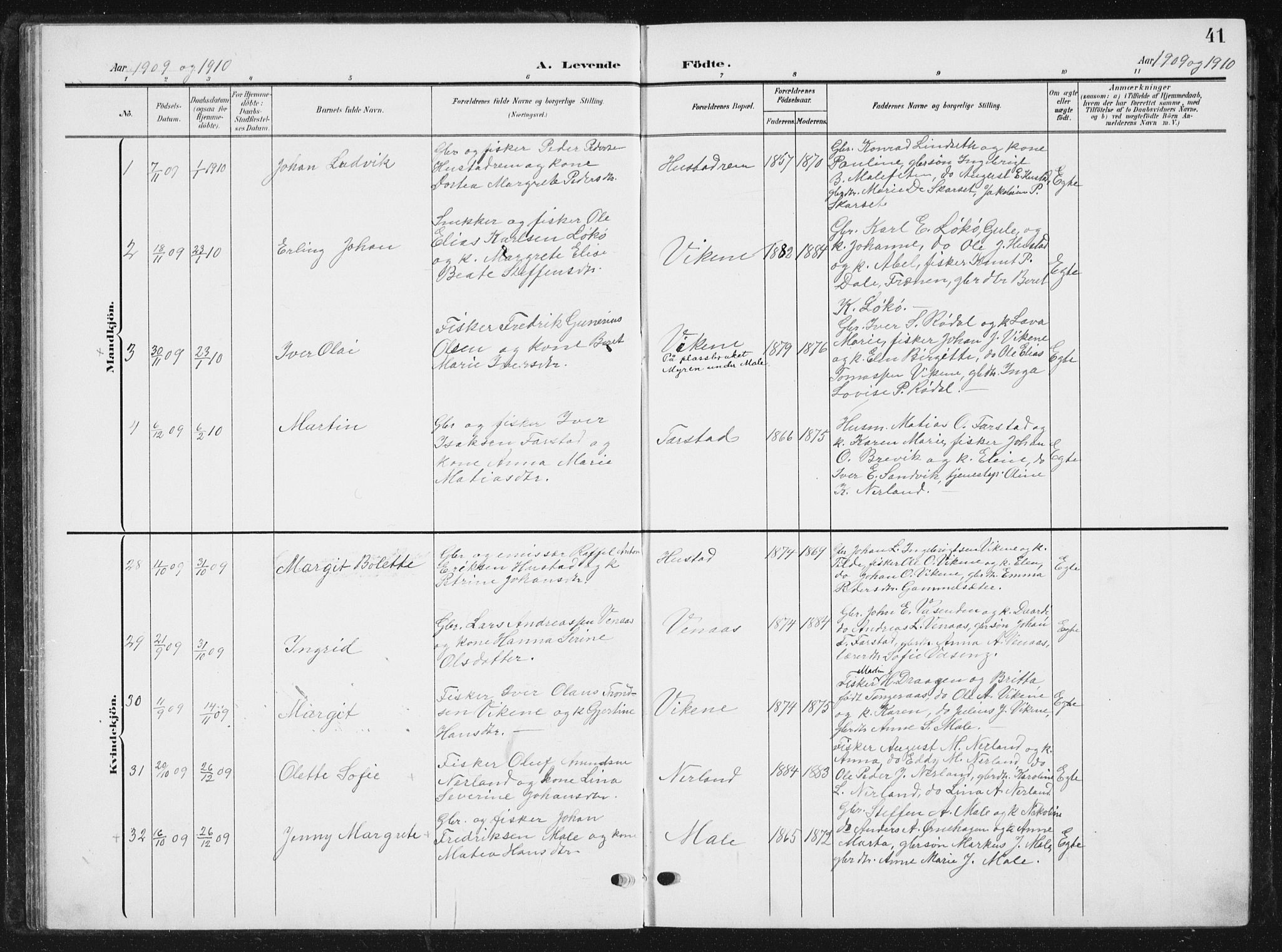 Ministerialprotokoller, klokkerbøker og fødselsregistre - Møre og Romsdal, SAT/A-1454/567/L0784: Klokkerbok nr. 567C04, 1903-1938, s. 41