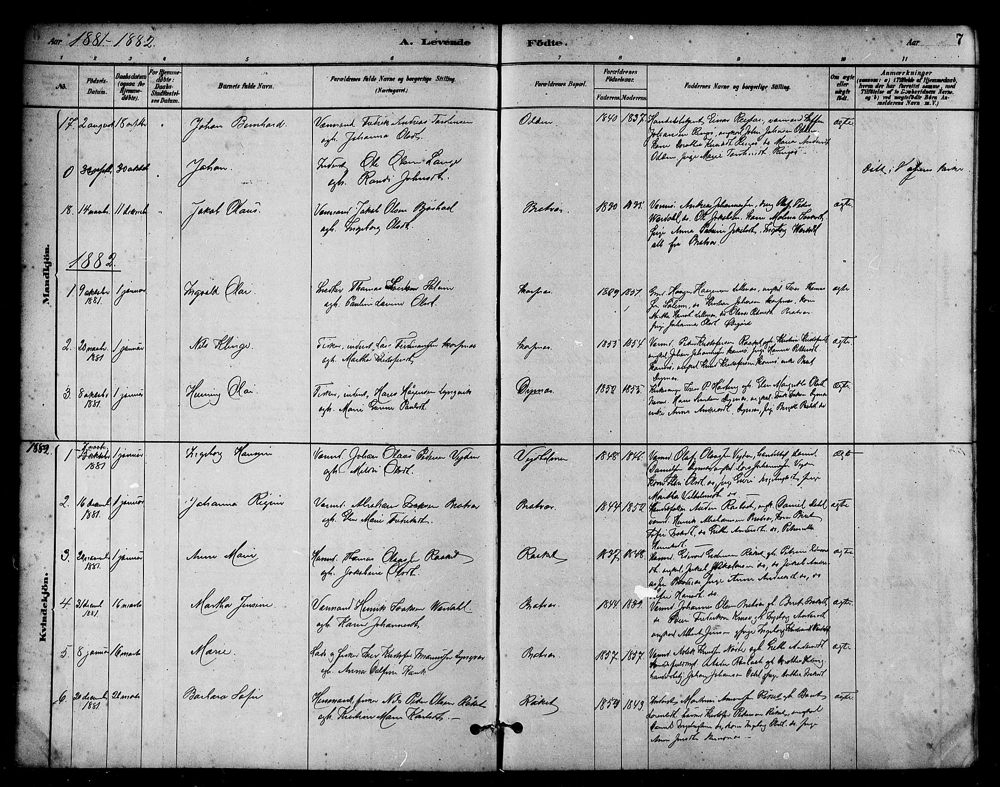 Ministerialprotokoller, klokkerbøker og fødselsregistre - Møre og Romsdal, AV/SAT-A-1454/582/L0947: Ministerialbok nr. 582A01, 1880-1900, s. 7