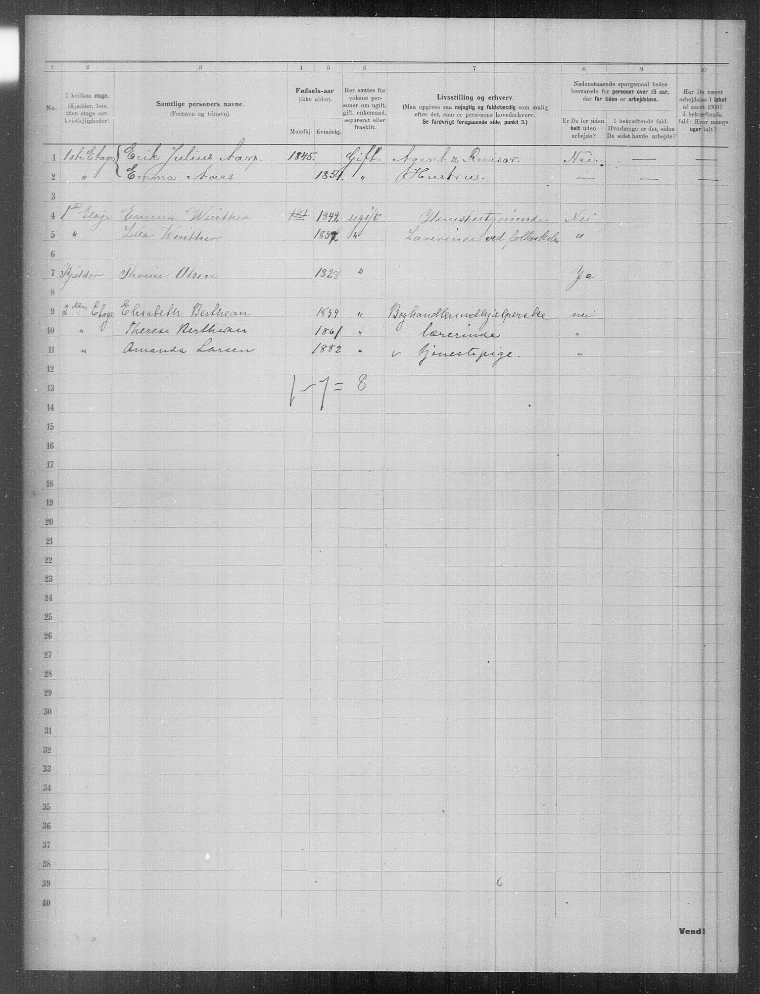 OBA, Kommunal folketelling 31.12.1903 for Kristiania kjøpstad, 1903, s. 7898
