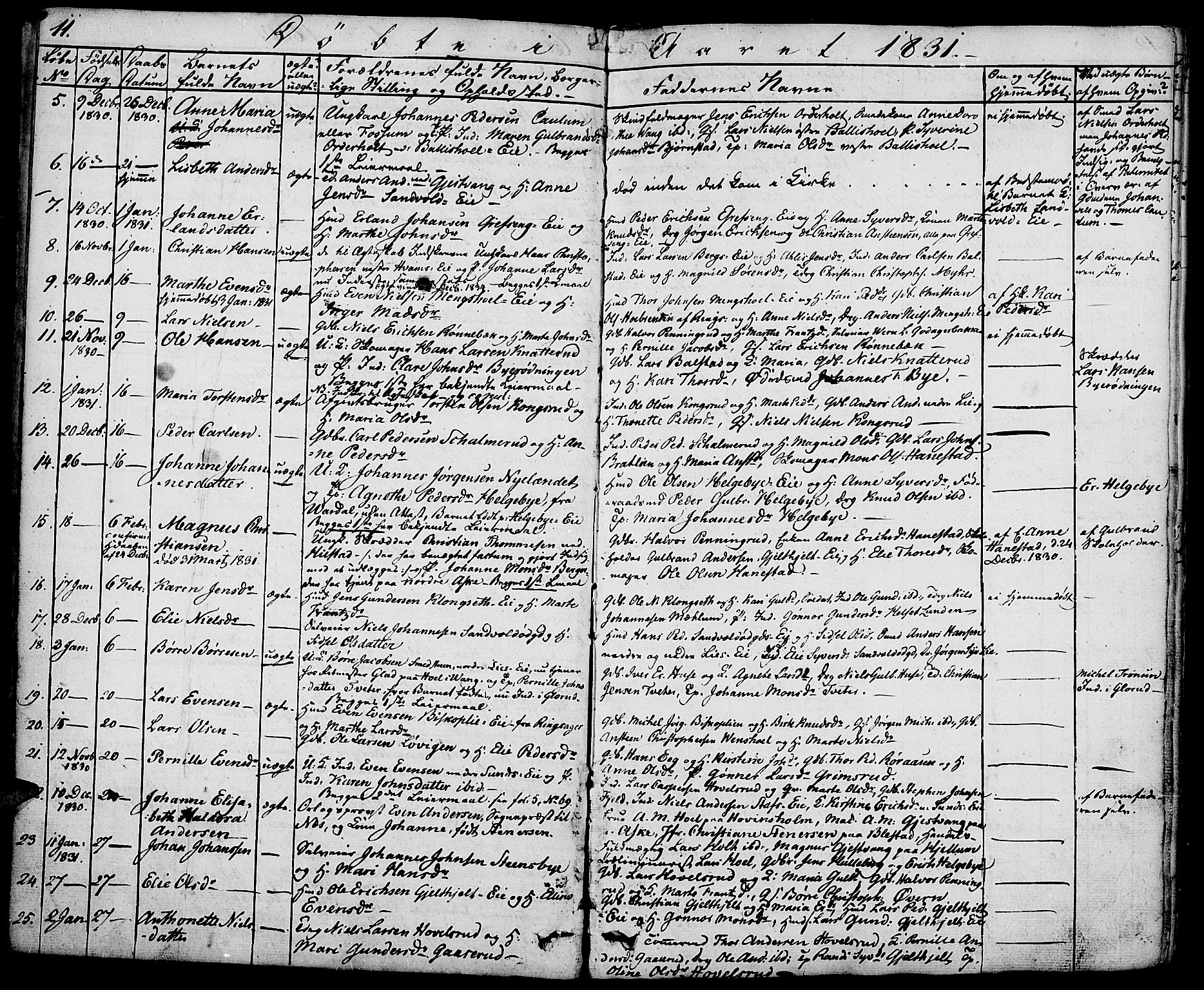Nes prestekontor, Hedmark, AV/SAH-PREST-020/K/Ka/L0003: Ministerialbok nr. 3, 1827-1851, s. 11