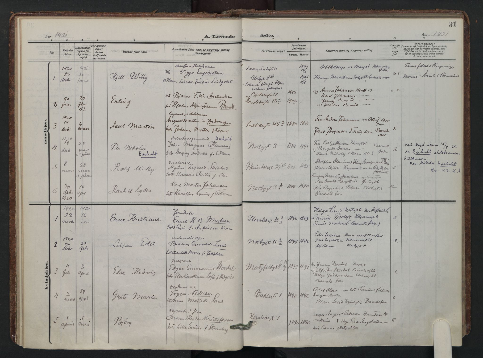 Wexel prestekontor Kirkebøker, AV/SAO-A-10879/F/L0001: Ministerialbok nr. 1, 1917-1930, s. 31