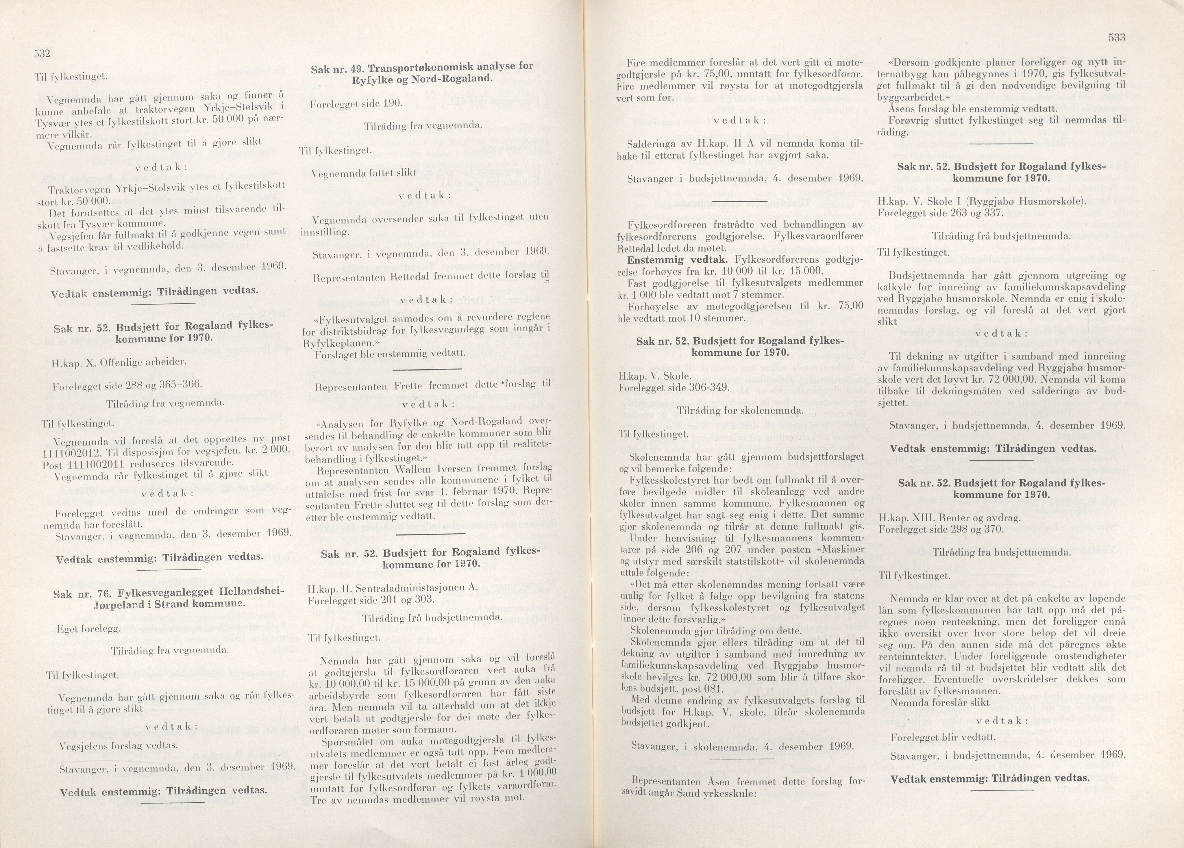 Rogaland fylkeskommune - Fylkesrådmannen , IKAR/A-900/A/Aa/Aaa/L0089: Møtebok , 1969, s. 532-533