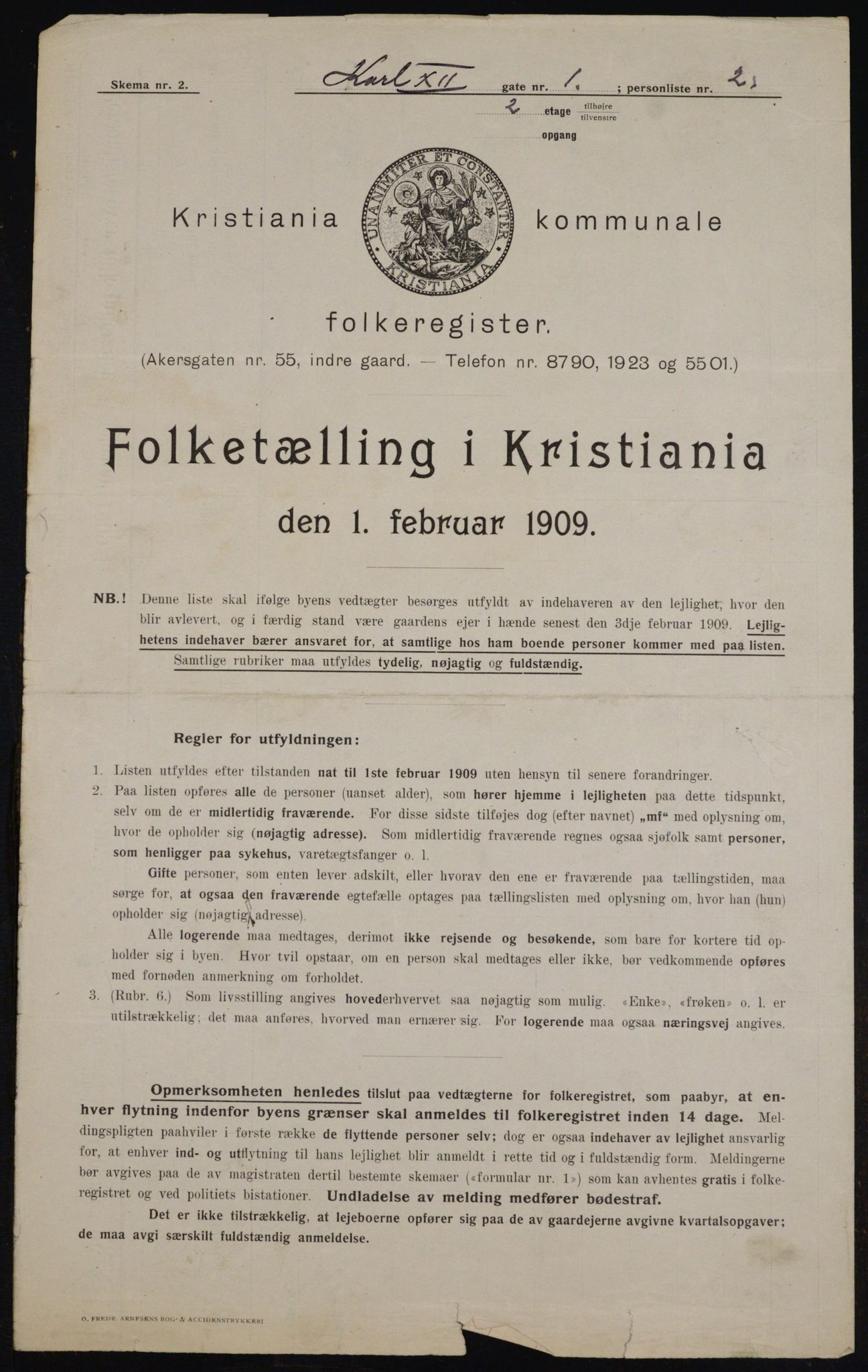 OBA, Kommunal folketelling 1.2.1909 for Kristiania kjøpstad, 1909, s. 44075