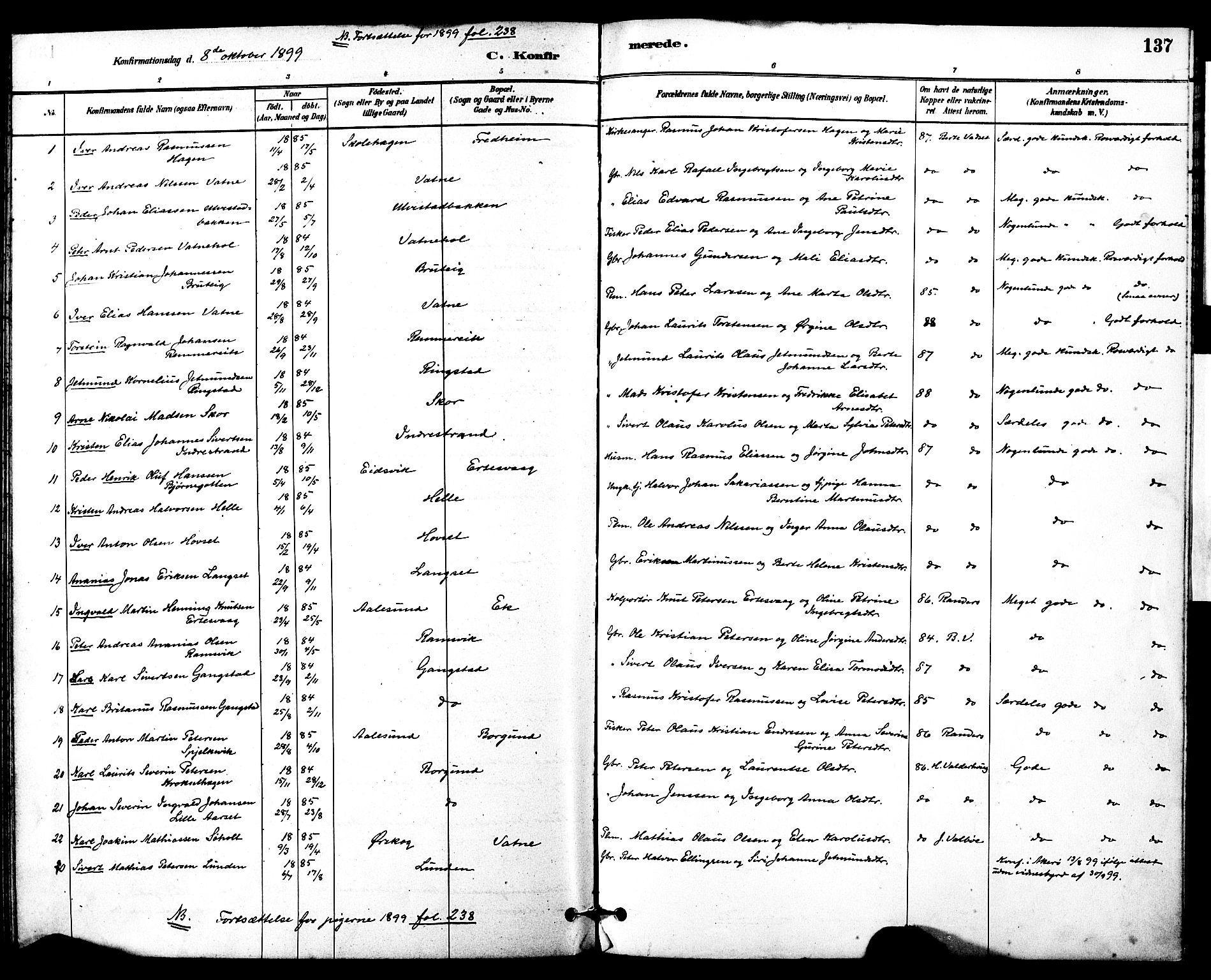 Ministerialprotokoller, klokkerbøker og fødselsregistre - Møre og Romsdal, AV/SAT-A-1454/525/L0374: Ministerialbok nr. 525A04, 1880-1899, s. 137