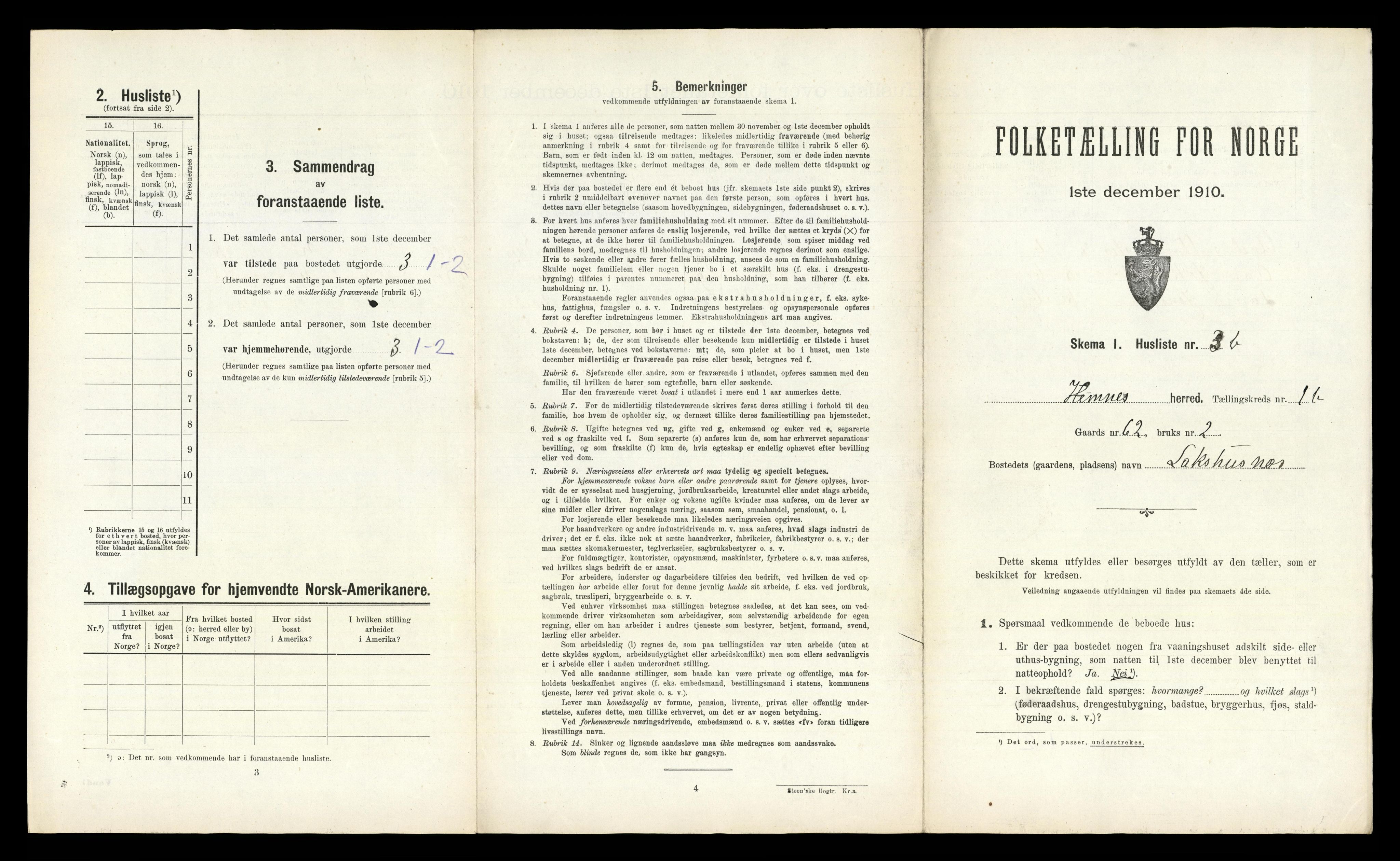 RA, Folketelling 1910 for 1832 Hemnes herred, 1910, s. 444