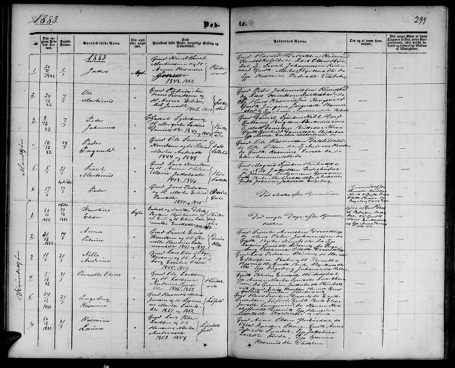 Ministerialprotokoller, klokkerbøker og fødselsregistre - Møre og Romsdal, AV/SAT-A-1454/511/L0157: Klokkerbok nr. 511C03, 1864-1884, s. 299