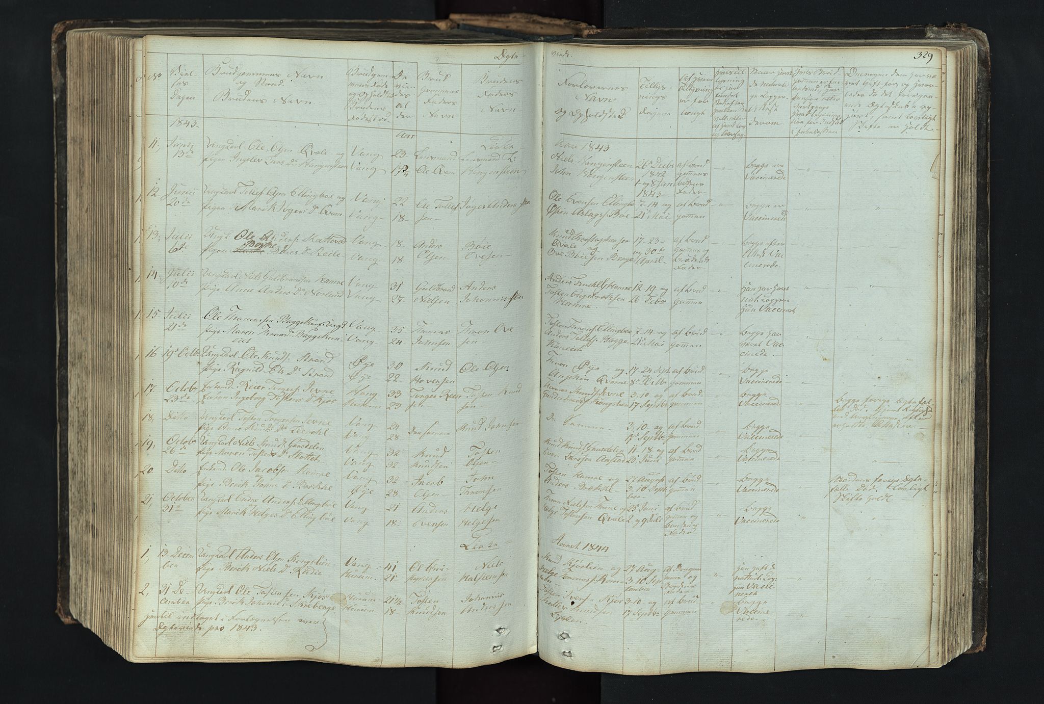Vang prestekontor, Valdres, AV/SAH-PREST-140/H/Hb/L0004: Klokkerbok nr. 4, 1835-1892, s. 329