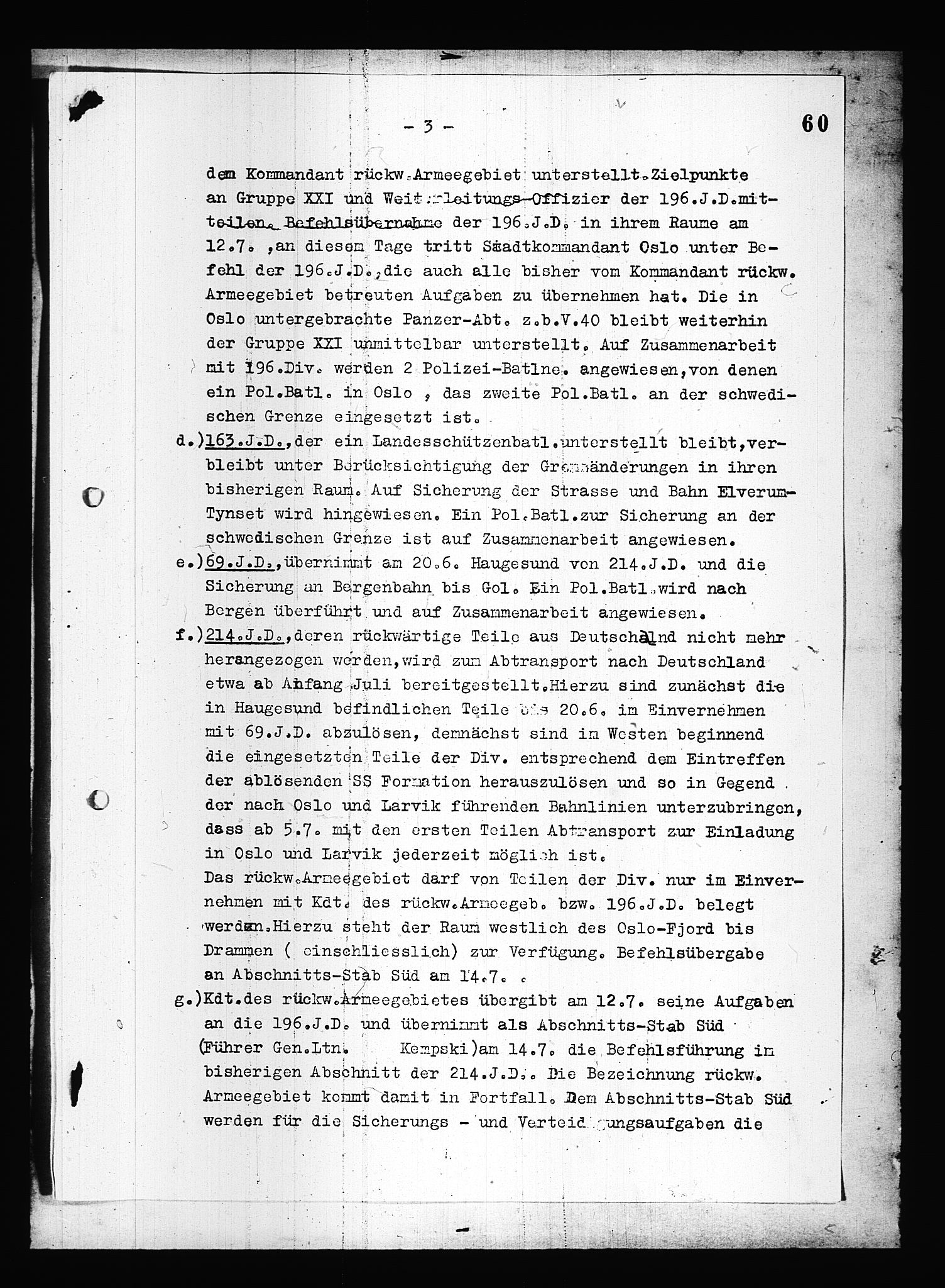 Documents Section, AV/RA-RAFA-2200/V/L0084: Amerikansk mikrofilm "Captured German Documents".
Box No. 723.  FKA jnr. 615/1954., 1940, s. 7