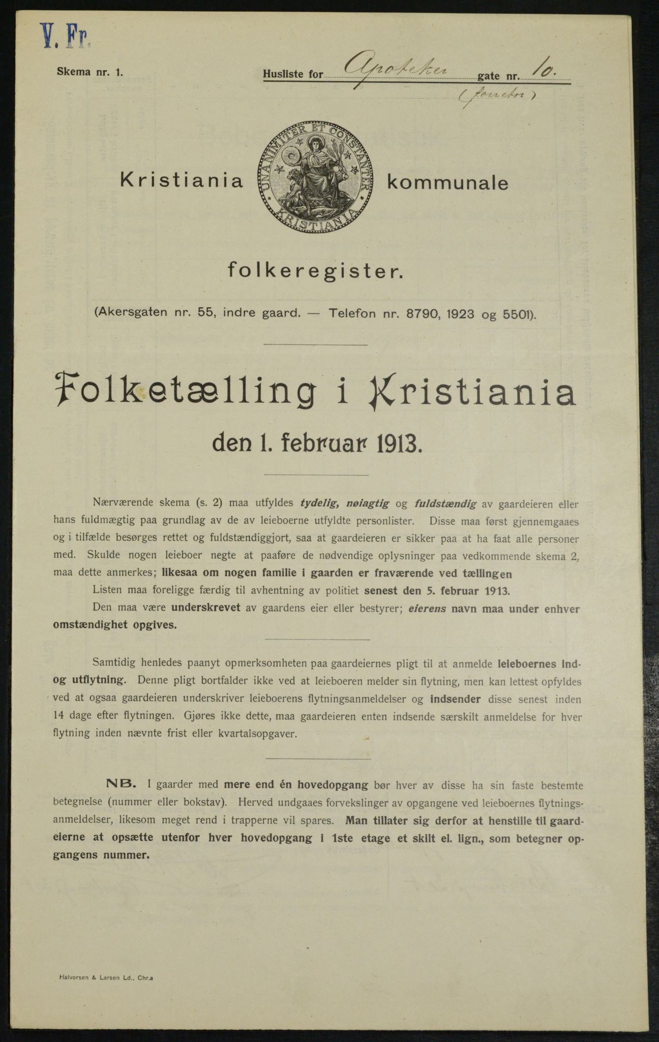 OBA, Kommunal folketelling 1.2.1913 for Kristiania, 1913, s. 1367