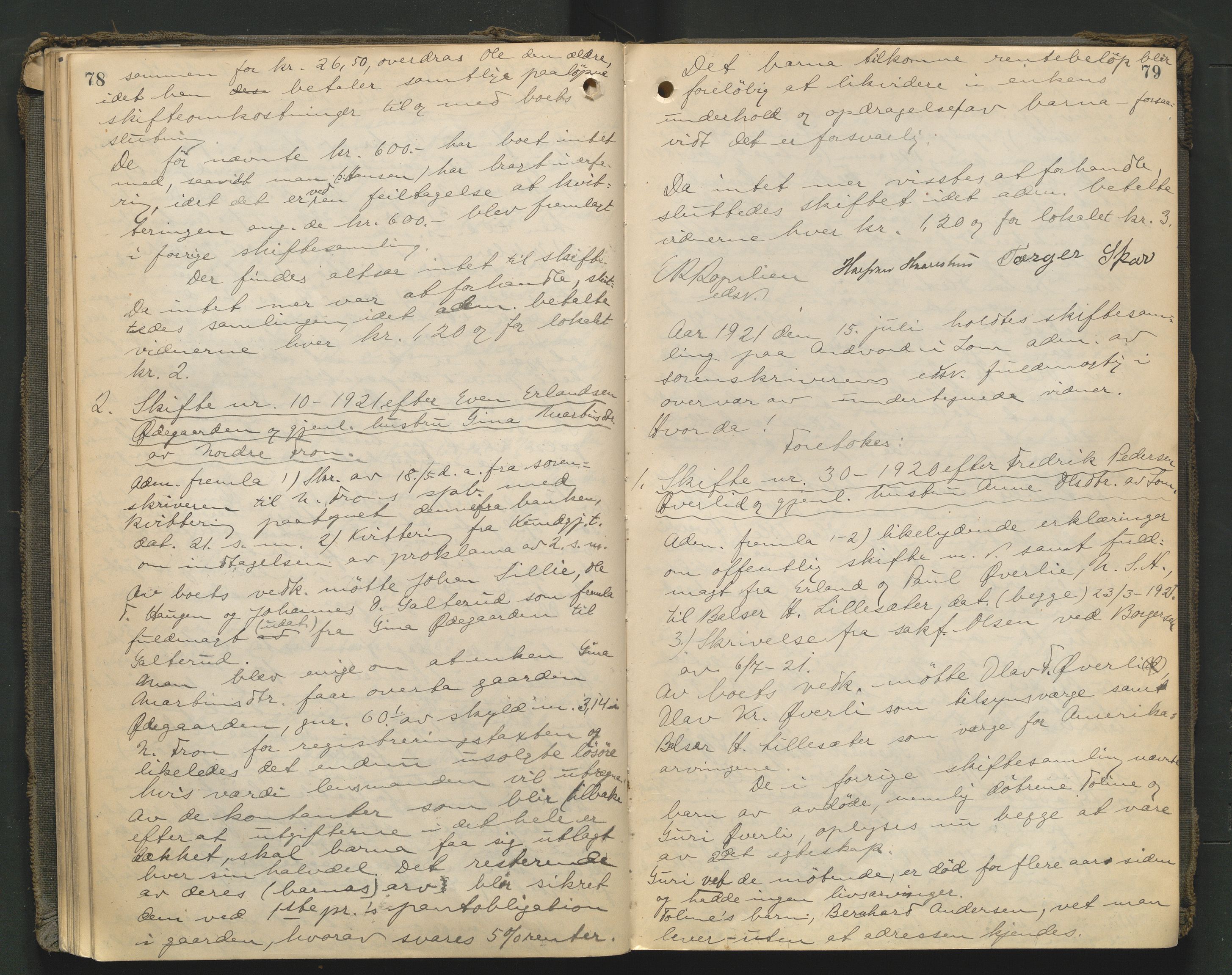 Nord-Gudbrandsdal tingrett, AV/SAH-TING-002/J/Jc/L0007: Skifteforhandlingsprotokoll, 1920-1926, s. 78-79