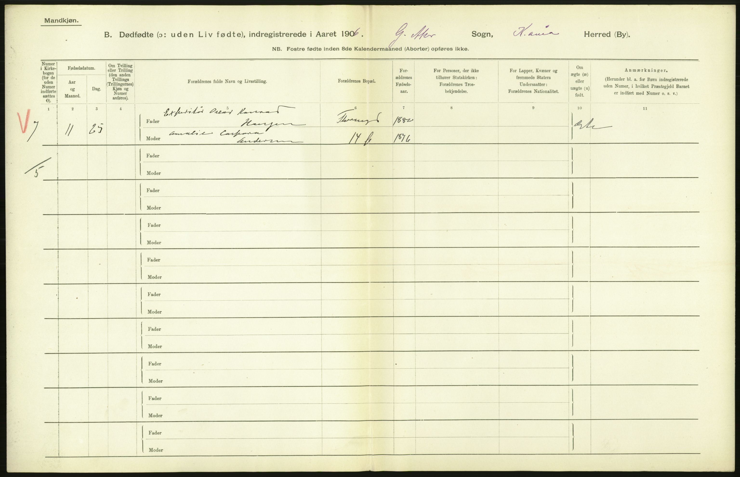 Statistisk sentralbyrå, Sosiodemografiske emner, Befolkning, RA/S-2228/D/Df/Dfa/Dfad/L0010: Kristiania: Døde, dødfødte, 1906, s. 558