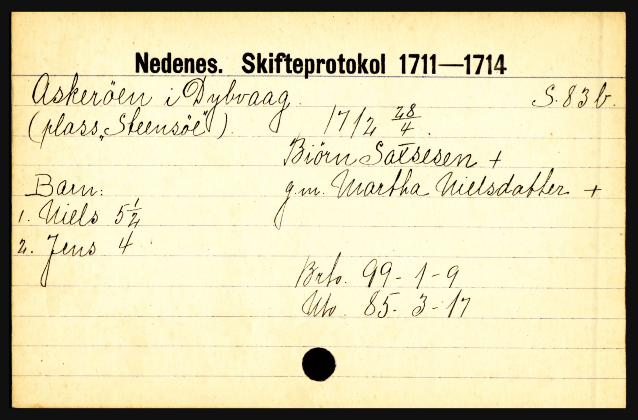 Nedenes sorenskriveri før 1824, AV/SAK-1221-0007/H, s. 1123