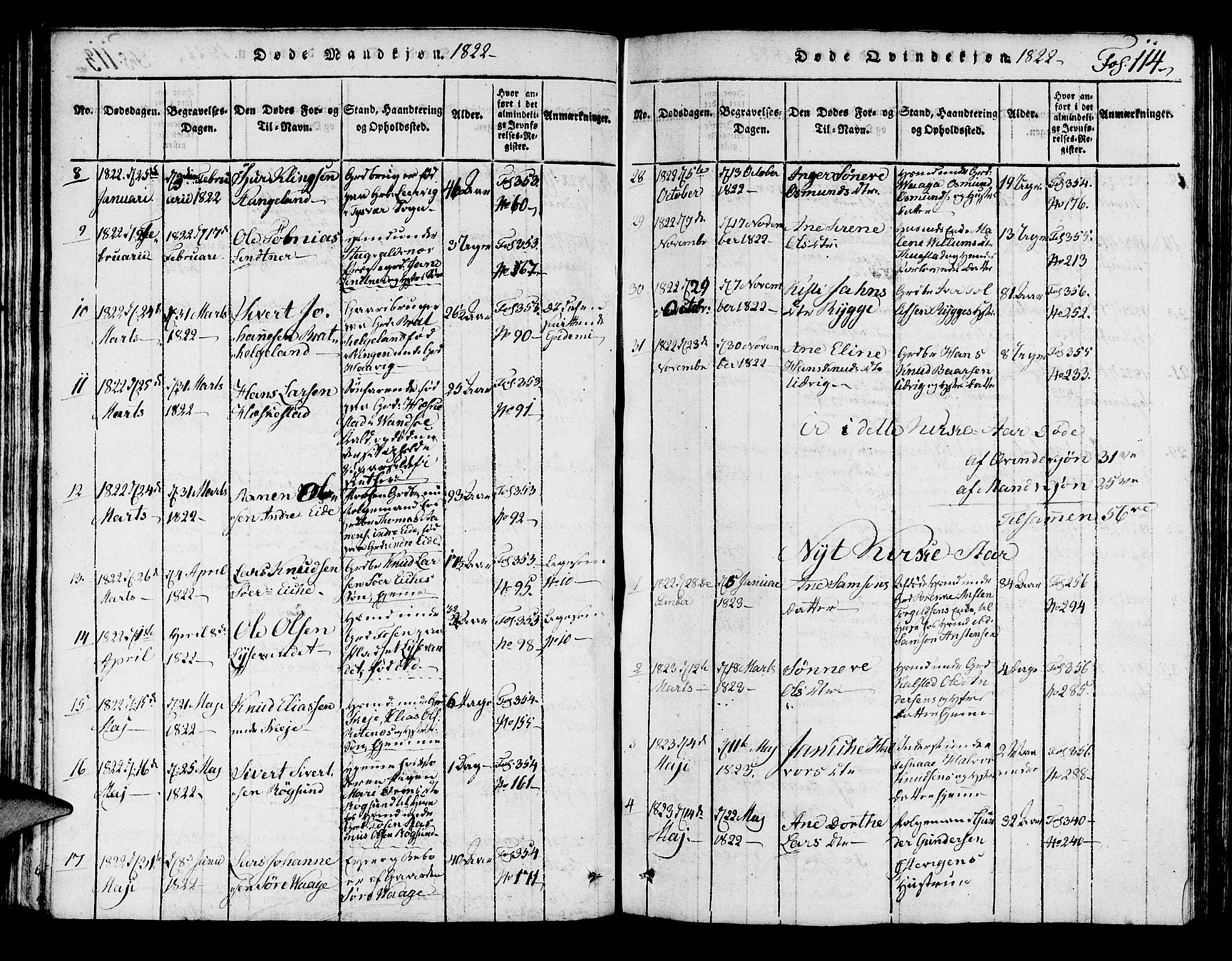 Avaldsnes sokneprestkontor, AV/SAST-A -101851/H/Ha/Haa/L0004: Ministerialbok nr. A 4, 1816-1825, s. 114