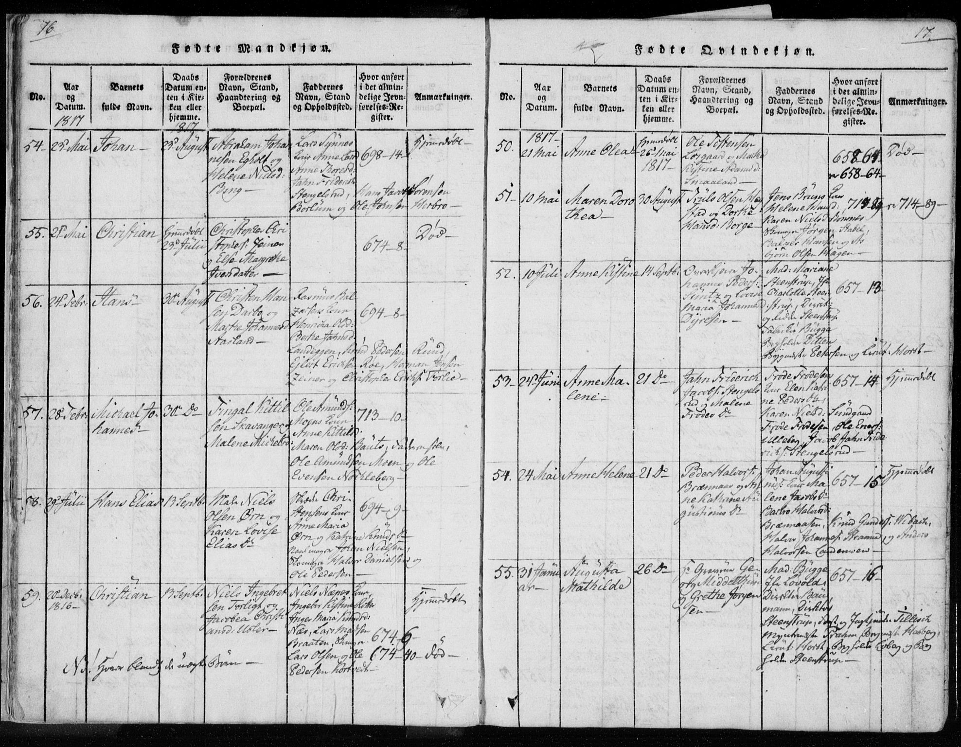Kongsberg kirkebøker, AV/SAKO-A-22/F/Fa/L0008: Ministerialbok nr. I 8, 1816-1839, s. 16-17