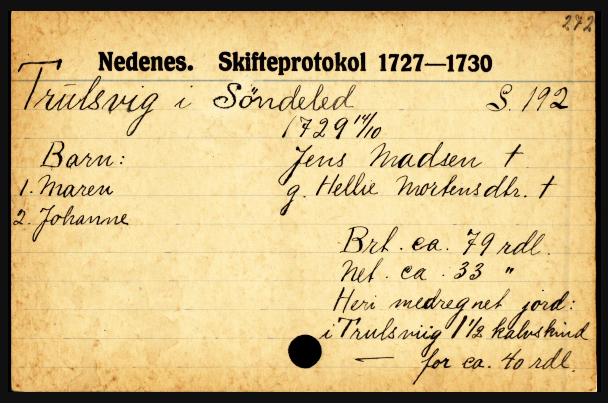 Nedenes sorenskriveri før 1824, AV/SAK-1221-0007/H, s. 30915