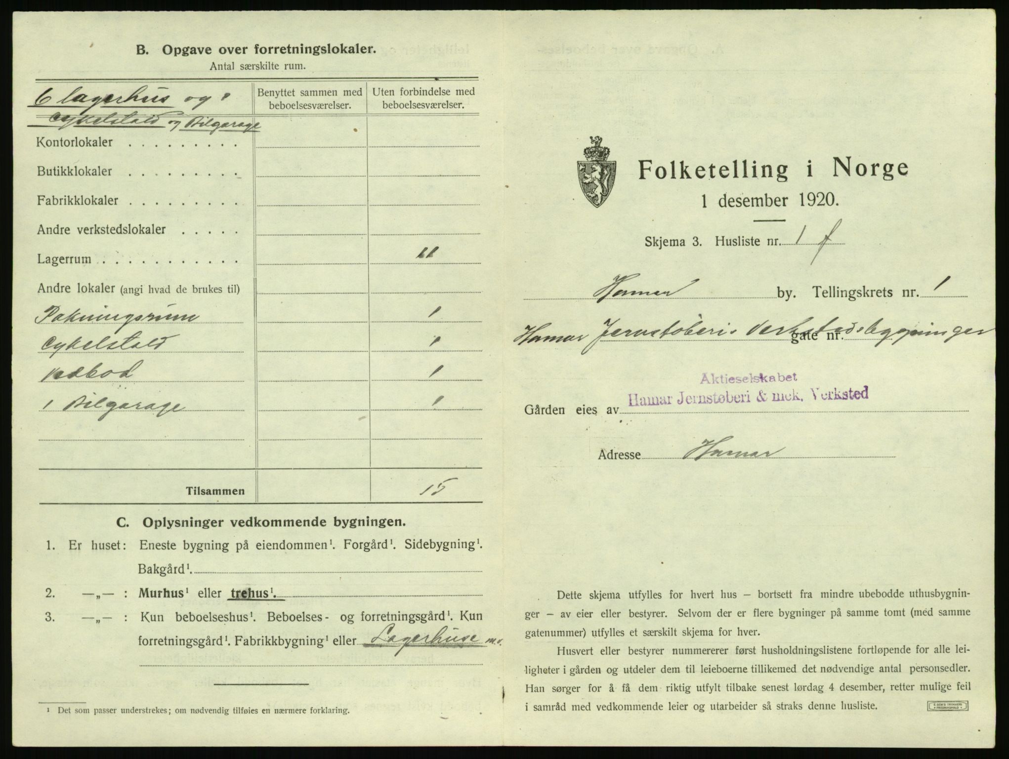 SAH, Folketelling 1920 for 0401 Hamar kjøpstad, 1920, s. 49