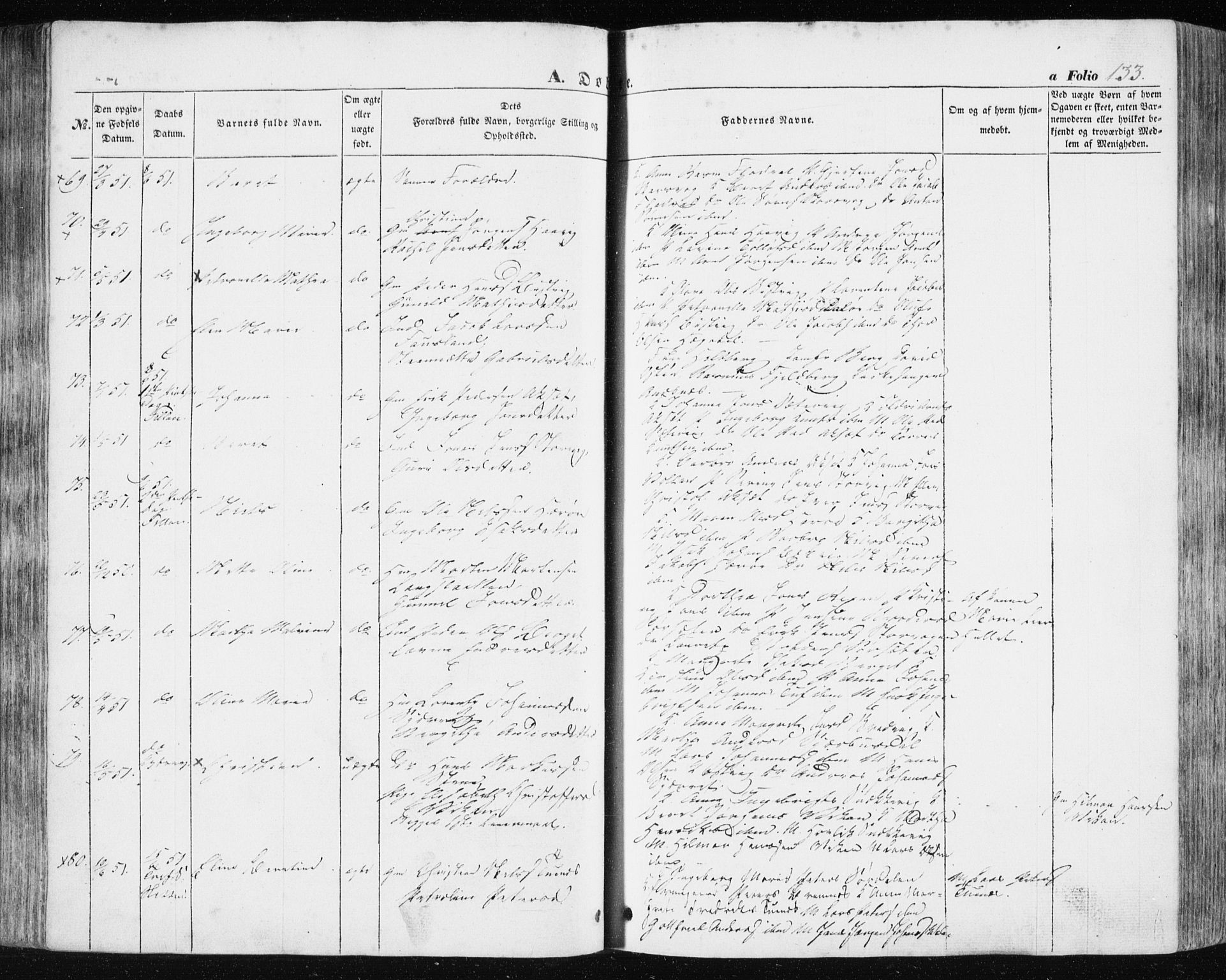 Ministerialprotokoller, klokkerbøker og fødselsregistre - Sør-Trøndelag, SAT/A-1456/634/L0529: Ministerialbok nr. 634A05, 1843-1851, s. 133