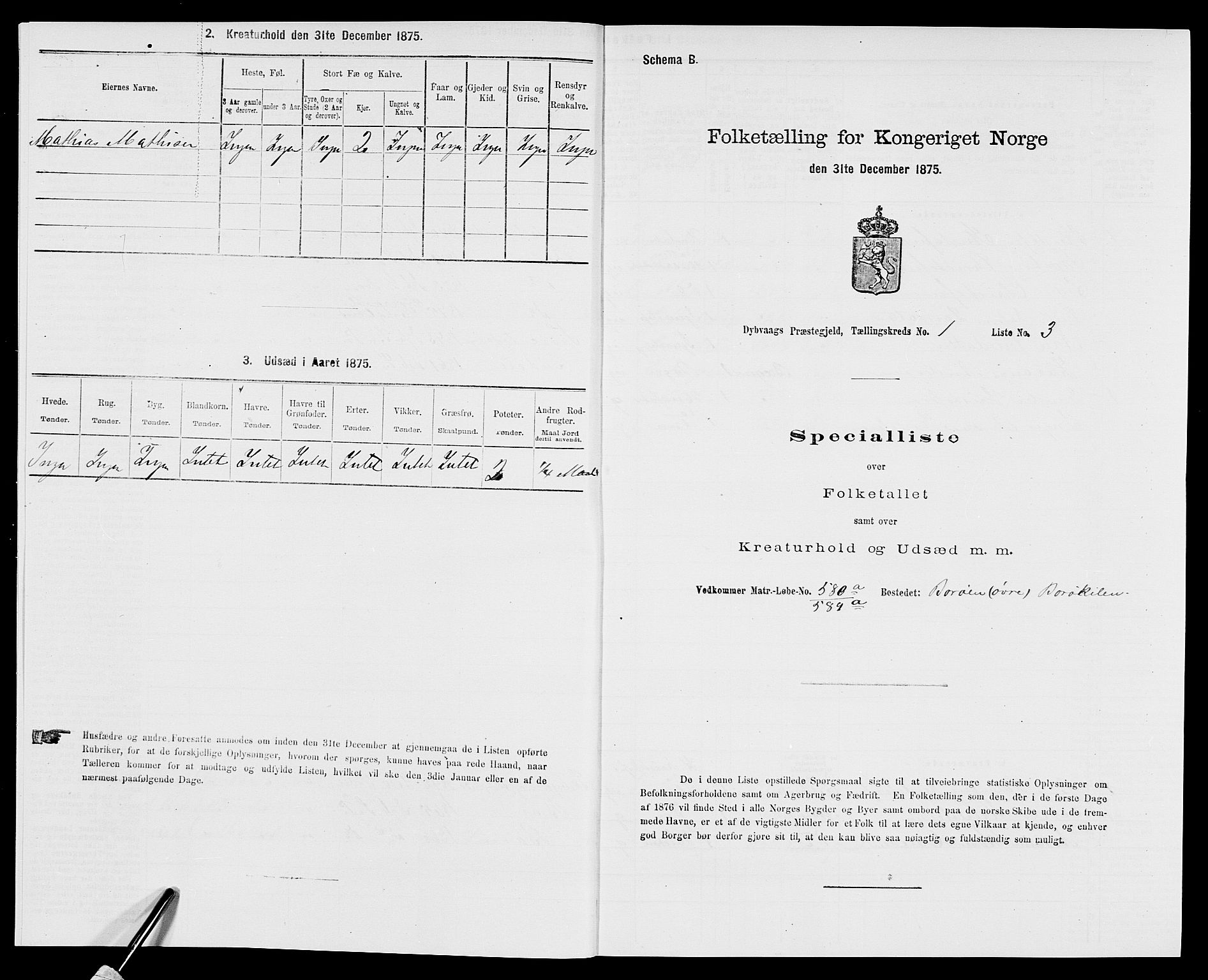 SAK, Folketelling 1875 for 0915P Dypvåg prestegjeld, 1875, s. 65