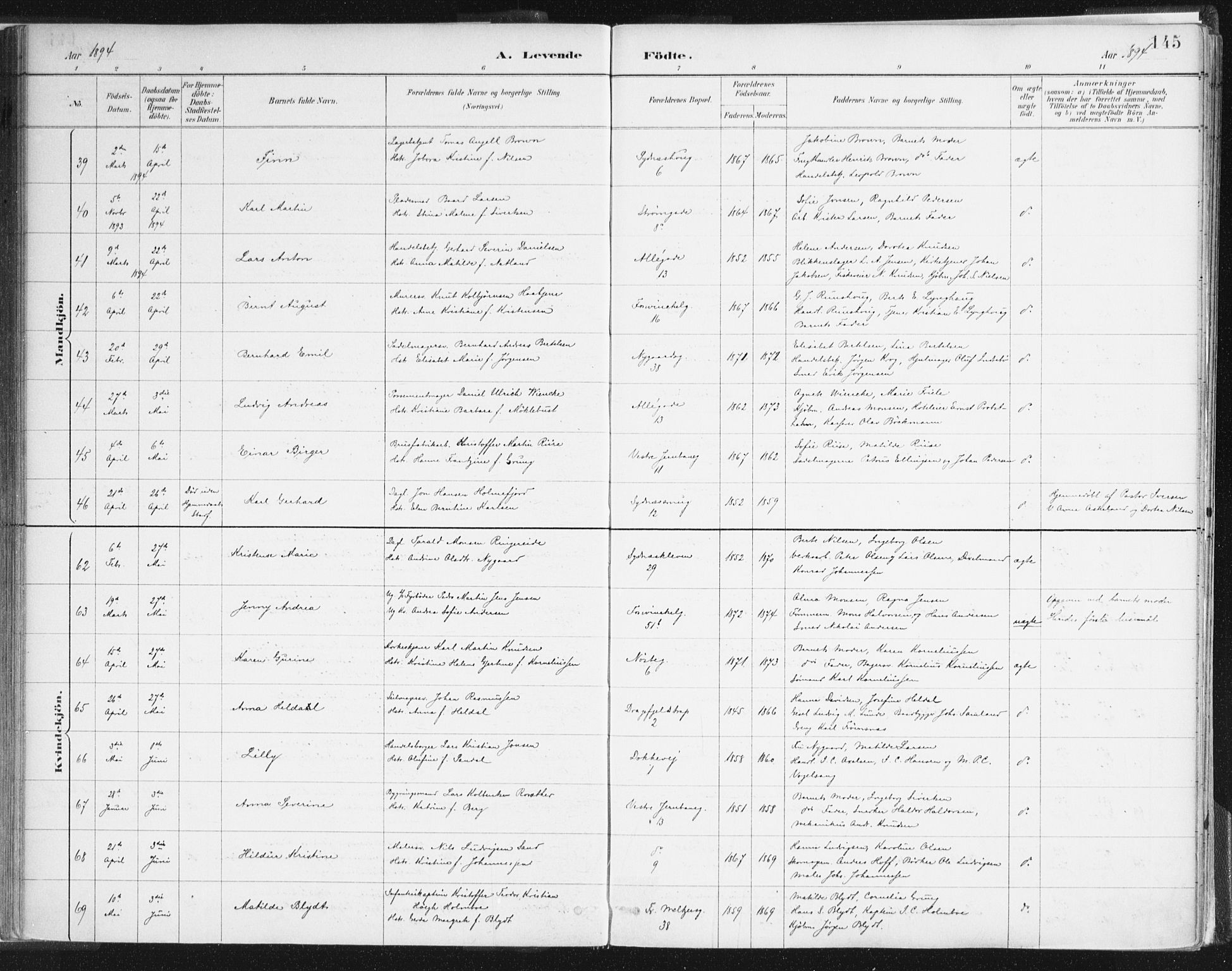 Johanneskirken sokneprestembete, SAB/A-76001/H/Haa/L0001: Ministerialbok nr. A 1, 1885-1900, s. 145