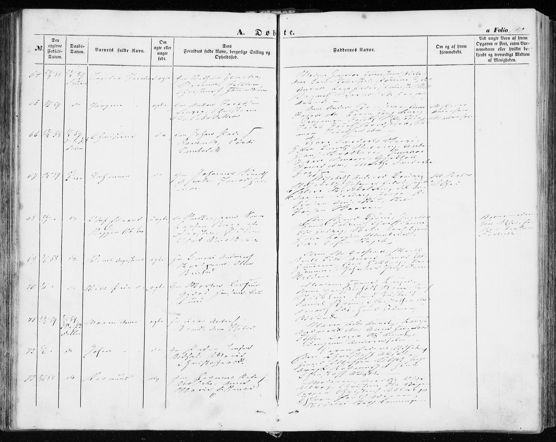 Ministerialprotokoller, klokkerbøker og fødselsregistre - Sør-Trøndelag, SAT/A-1456/634/L0530: Ministerialbok nr. 634A06, 1852-1860, s. 140