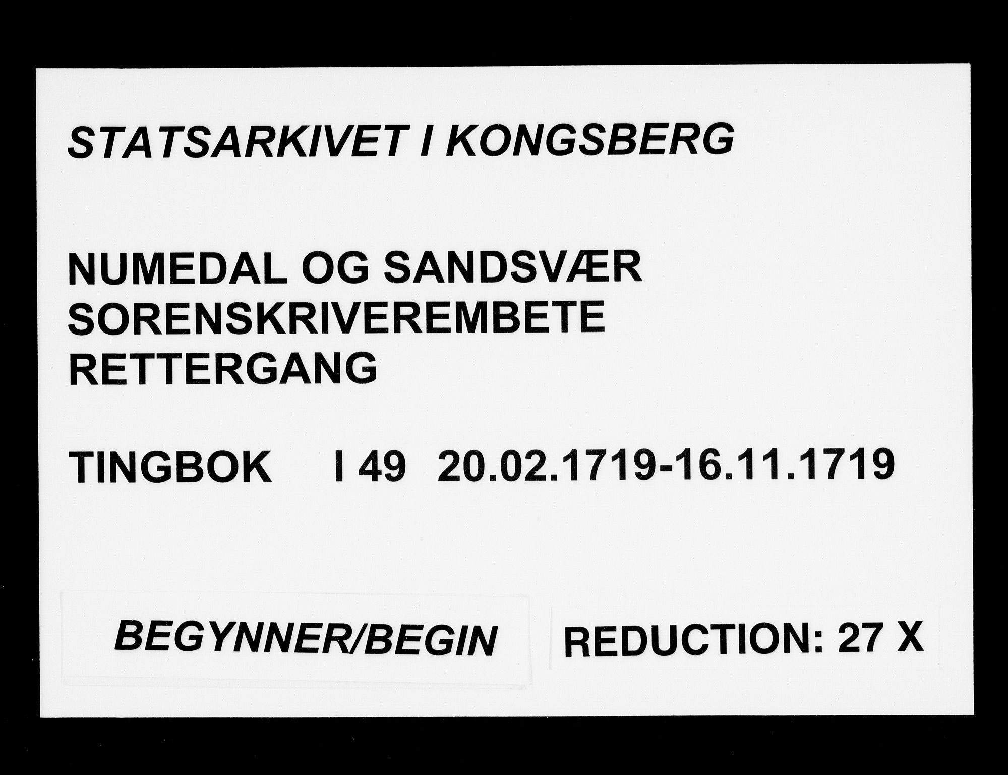 Numedal og Sandsvær sorenskriveri, SAKO/A-128/F/Fa/Faa/L0049: Tingbøker, 1719