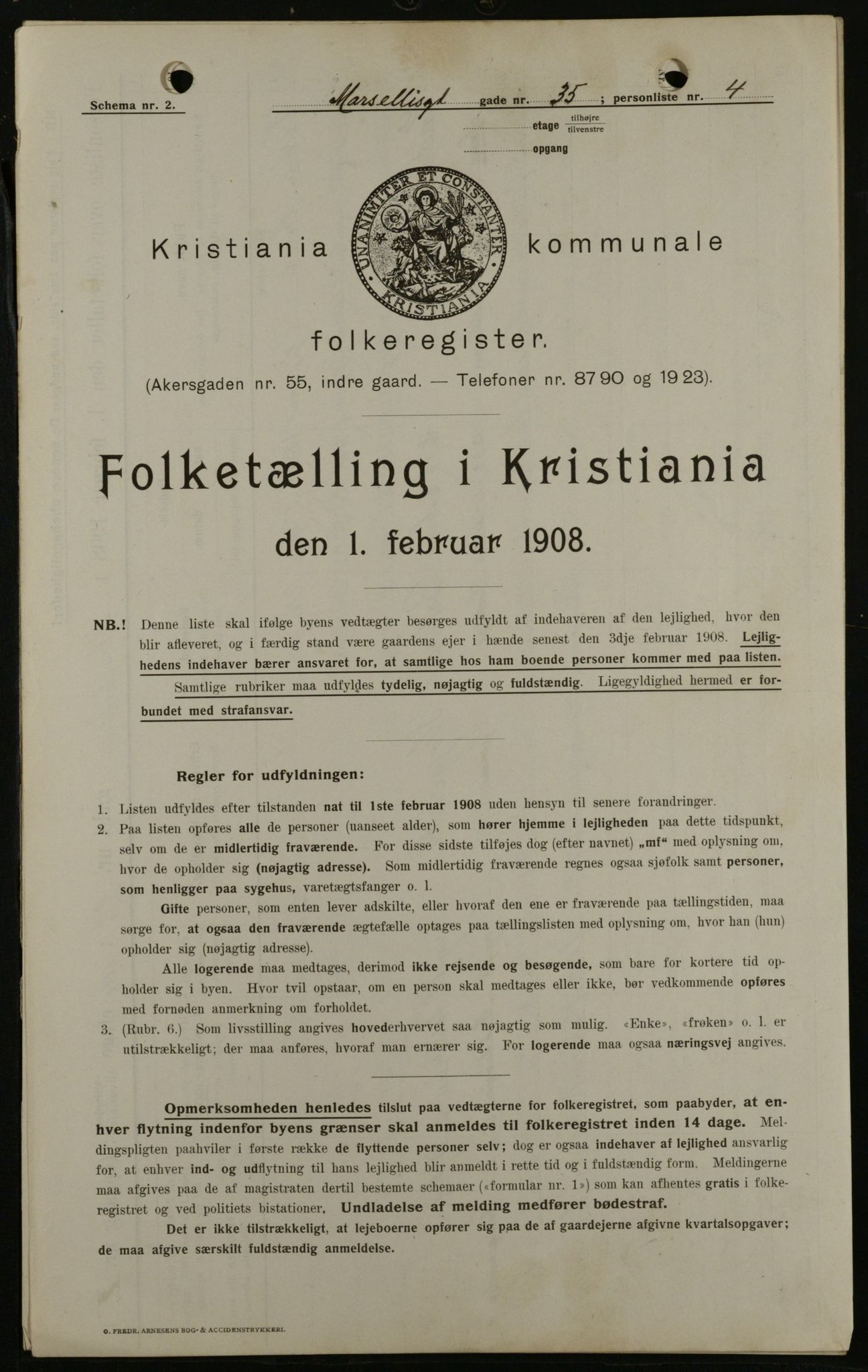 OBA, Kommunal folketelling 1.2.1908 for Kristiania kjøpstad, 1908, s. 57997