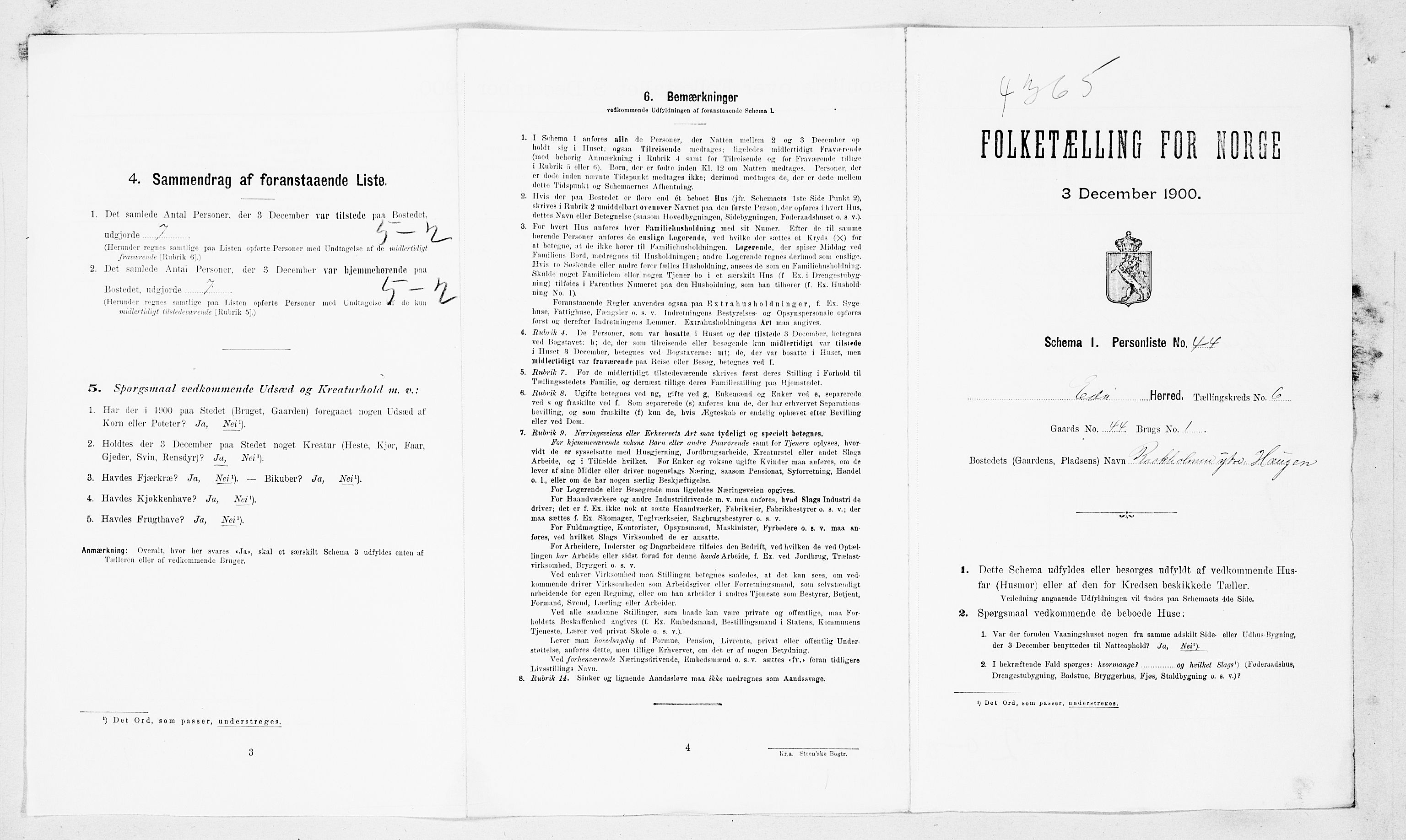 SAT, Folketelling 1900 for 1573 Edøy herred, 1900, s. 536