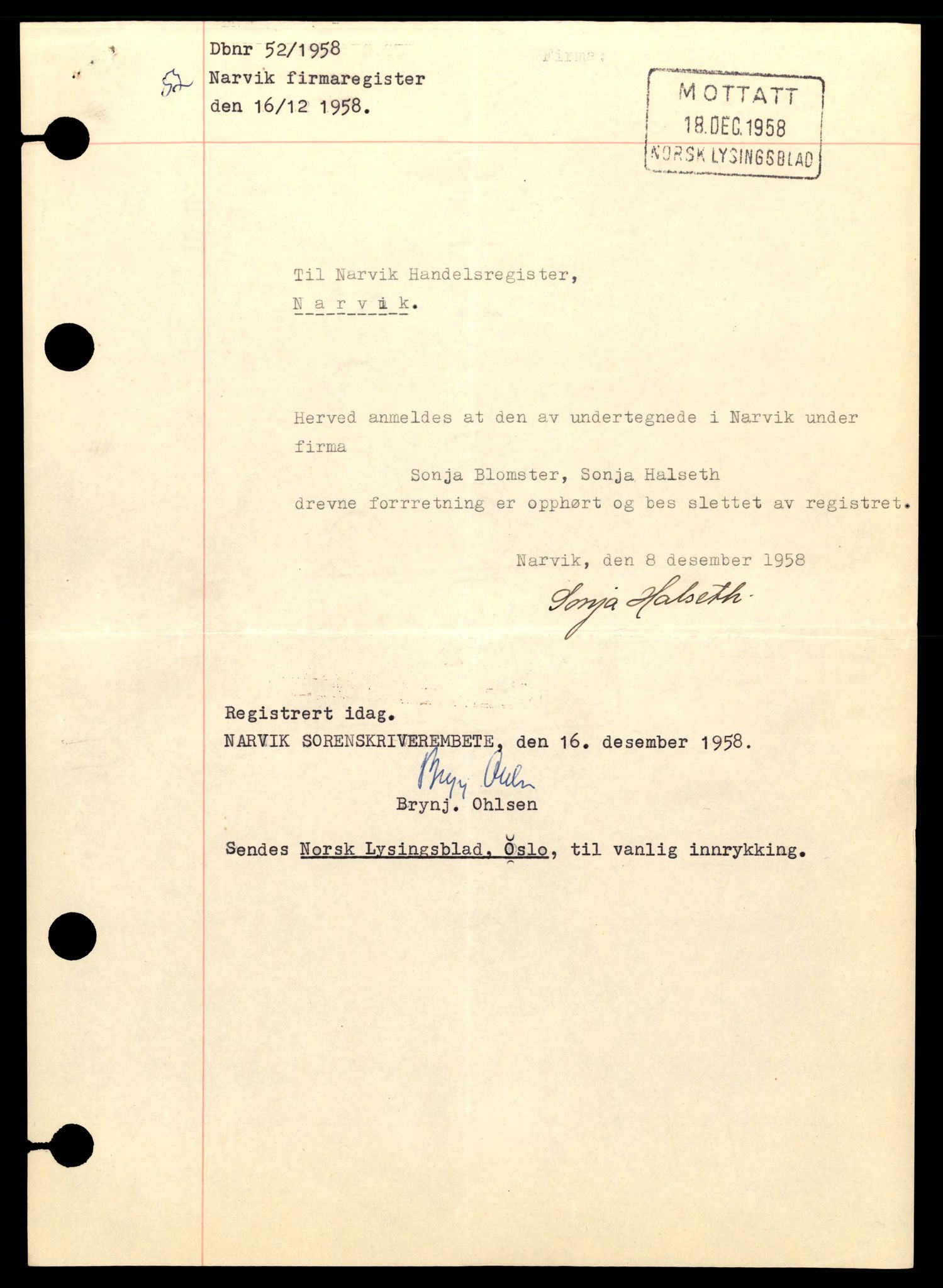 Narvik sorenskriveri, AV/SAT-A-0002/2/J/Jd/Jdb/L0001: Enkeltmanns foretak, 1956-1962, s. 5