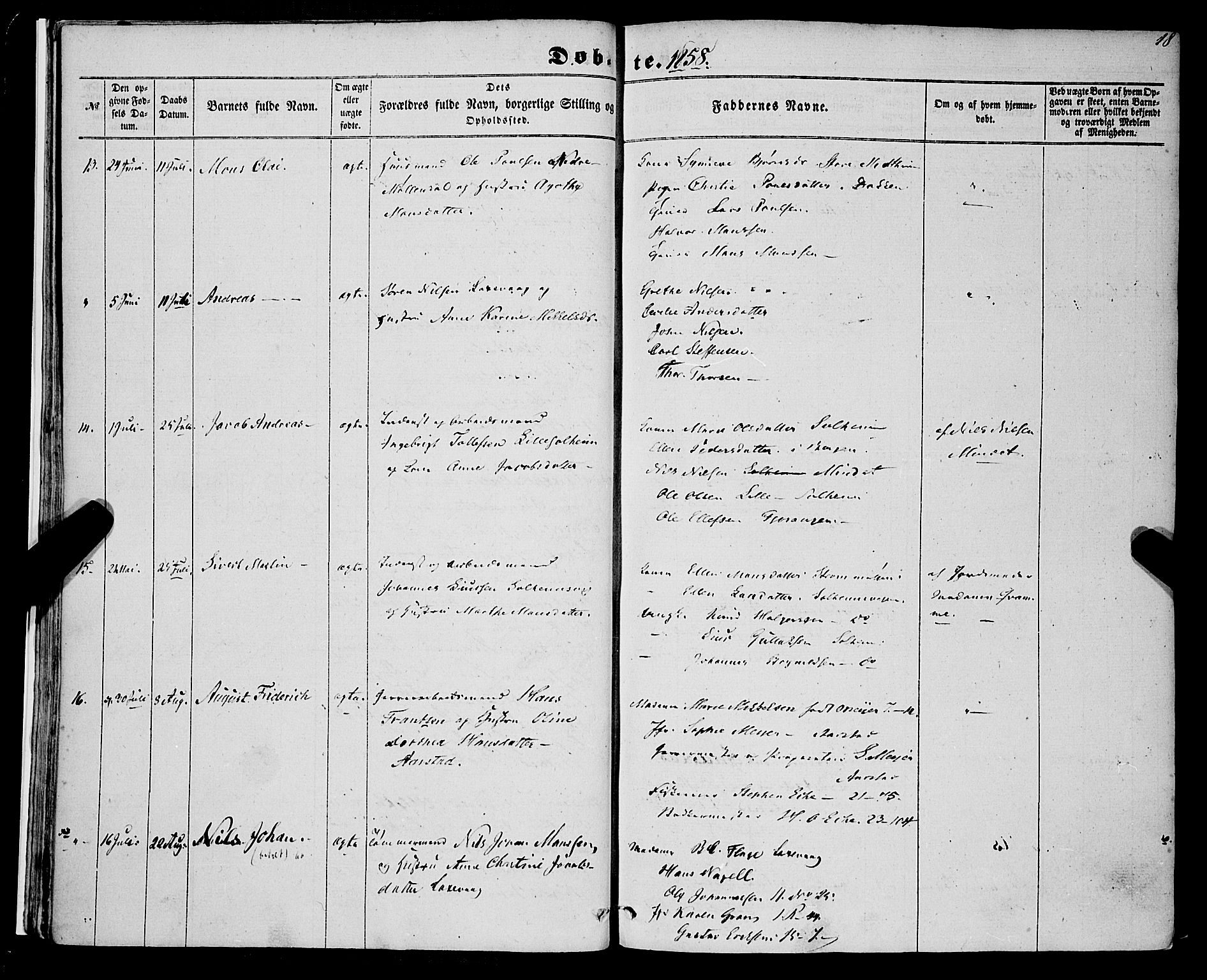 St. Jørgens hospital og Årstad sokneprestembete, AV/SAB-A-99934: Ministerialbok nr. A 5, 1857-1869, s. 18