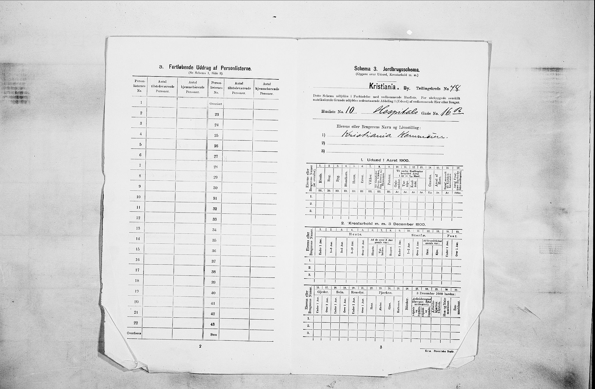 SAO, Folketelling 1900 for 0301 Kristiania kjøpstad, 1900, s. 39105