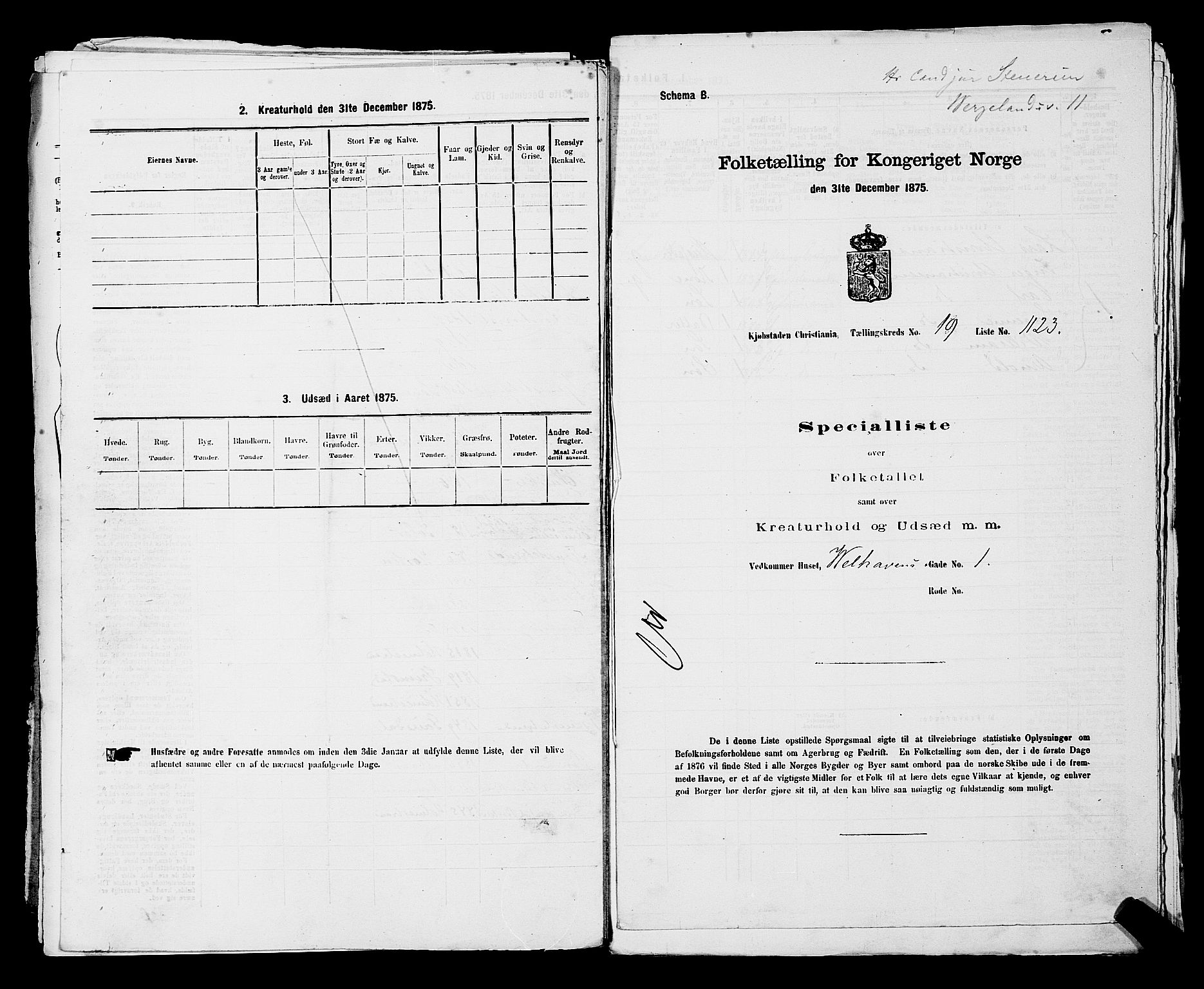 RA, Folketelling 1875 for 0301 Kristiania kjøpstad, 1875, s. 3525