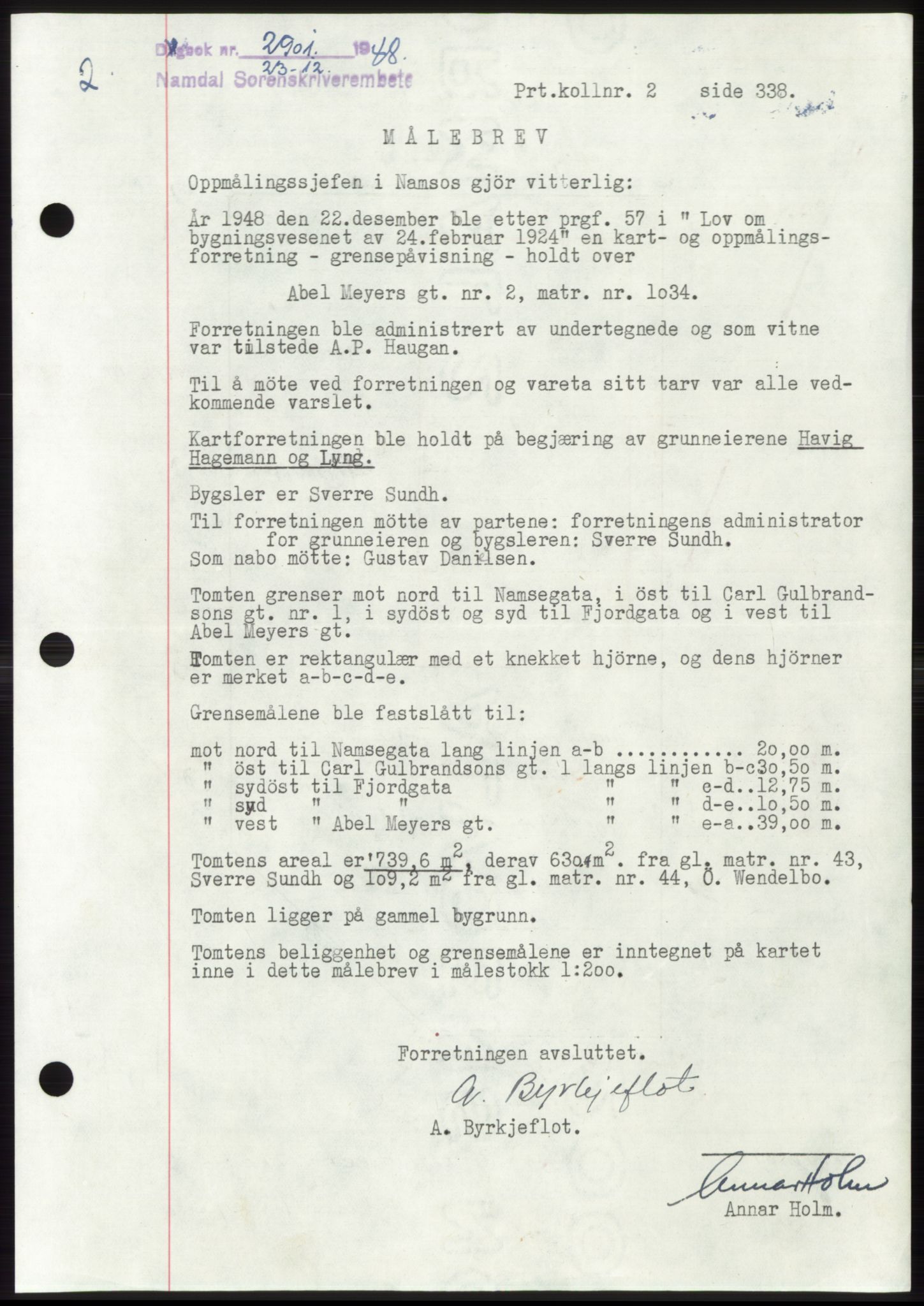 Namdal sorenskriveri, SAT/A-4133/1/2/2C: Pantebok nr. -, 1948-1948, Dagboknr: 2901/1948