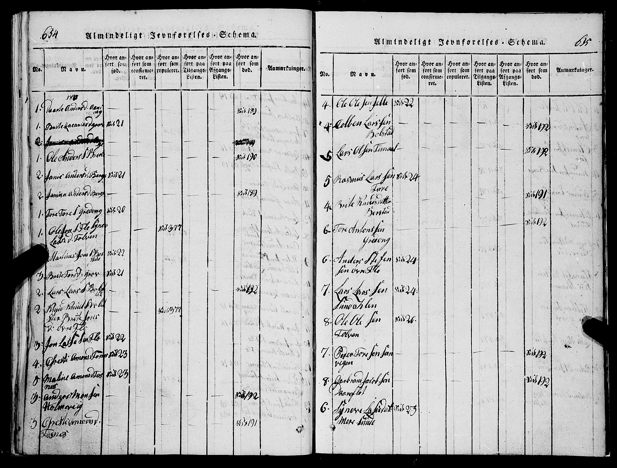 Stryn Sokneprestembete, SAB/A-82501: Klokkerbok nr. C 1, 1801-1845, s. 654-655