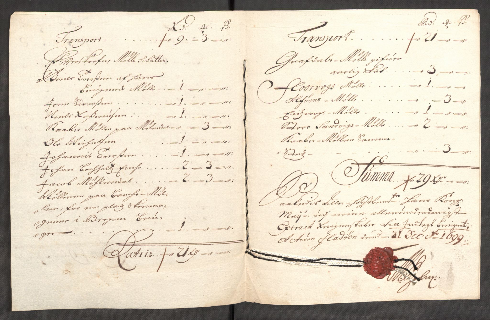 Rentekammeret inntil 1814, Reviderte regnskaper, Fogderegnskap, RA/EA-4092/R51/L3184: Fogderegnskap Nordhordland og Voss, 1698-1699, s. 326
