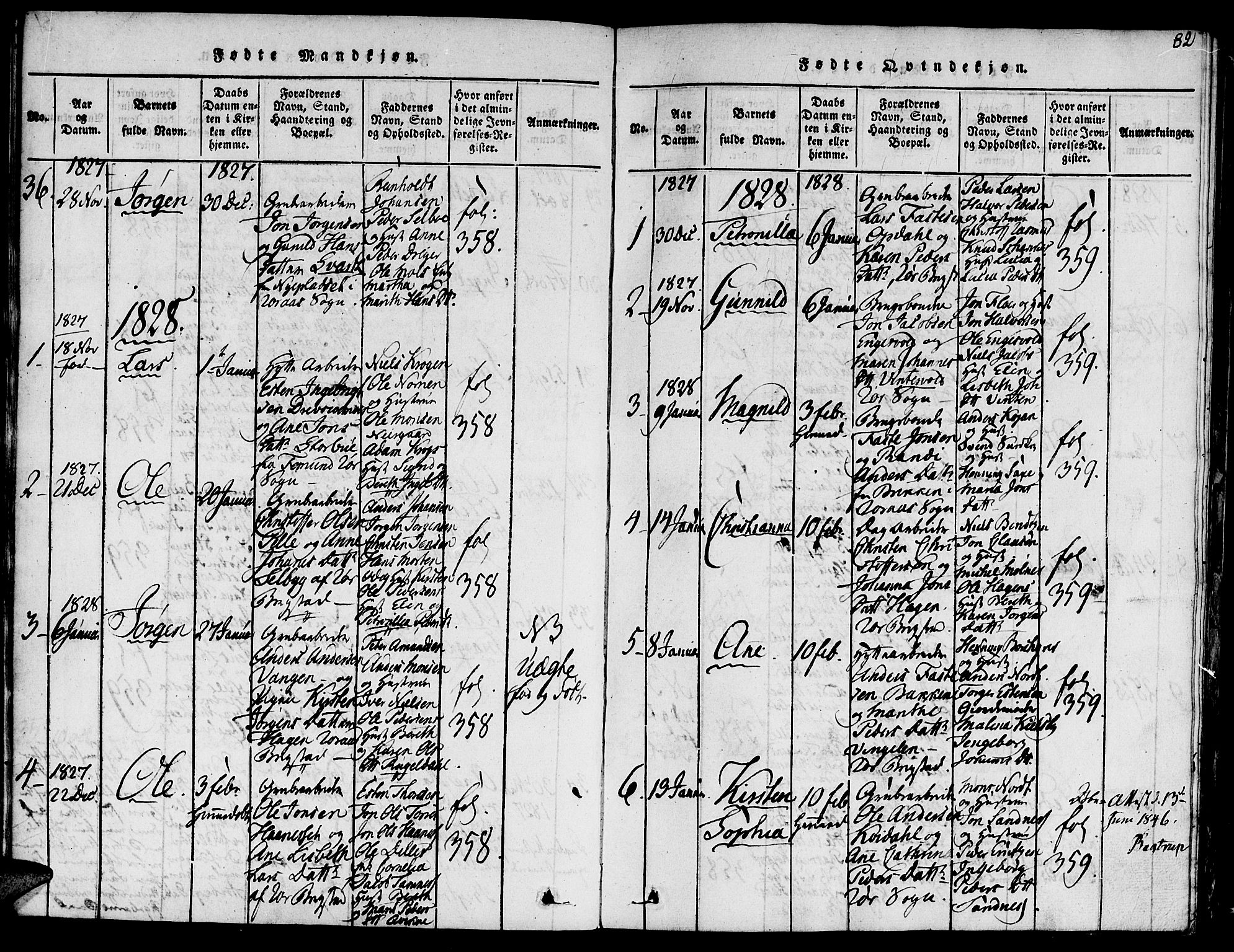 Ministerialprotokoller, klokkerbøker og fødselsregistre - Sør-Trøndelag, AV/SAT-A-1456/681/L0929: Ministerialbok nr. 681A07, 1817-1828, s. 82